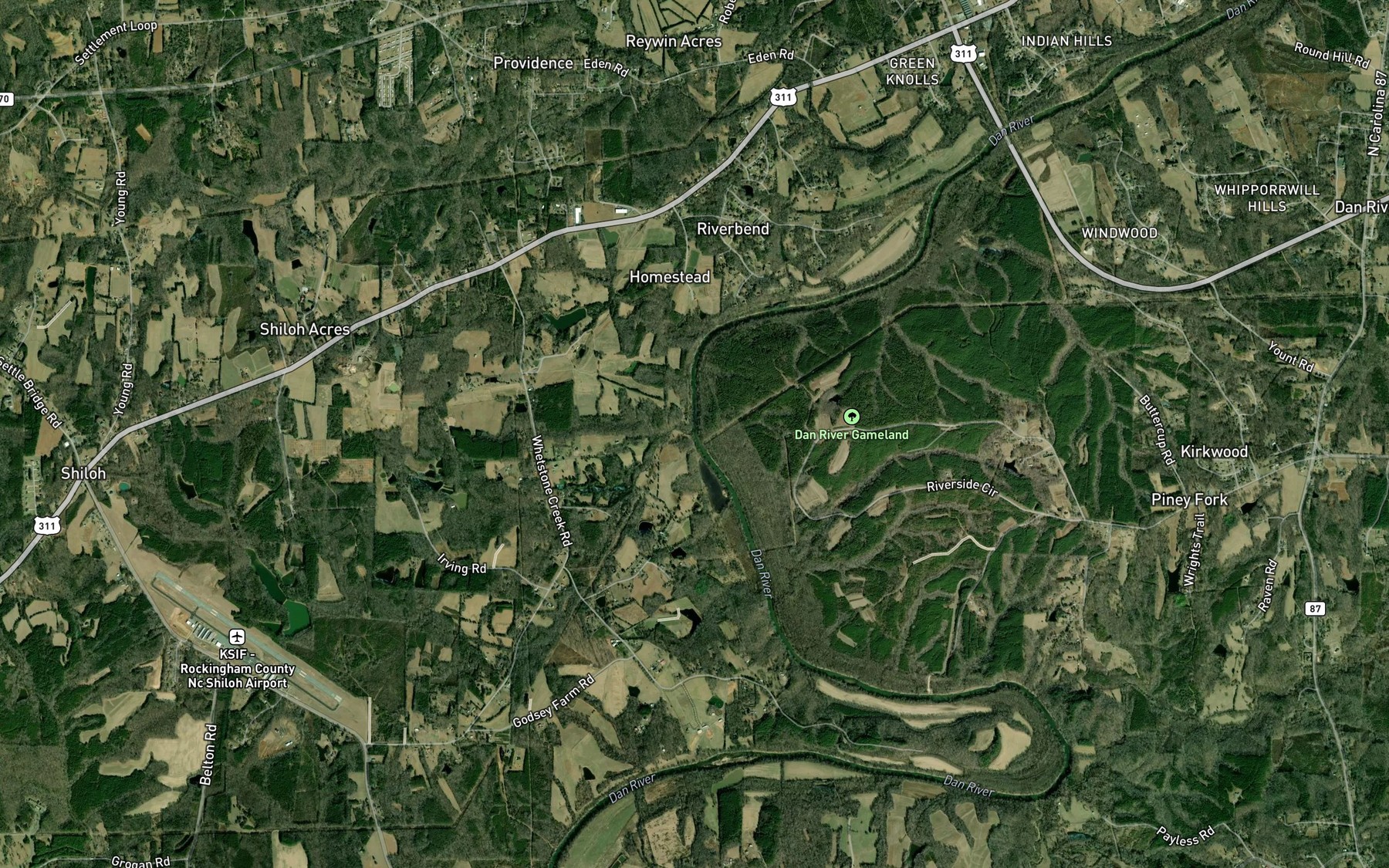 Satellite map of the Whetstone Creek