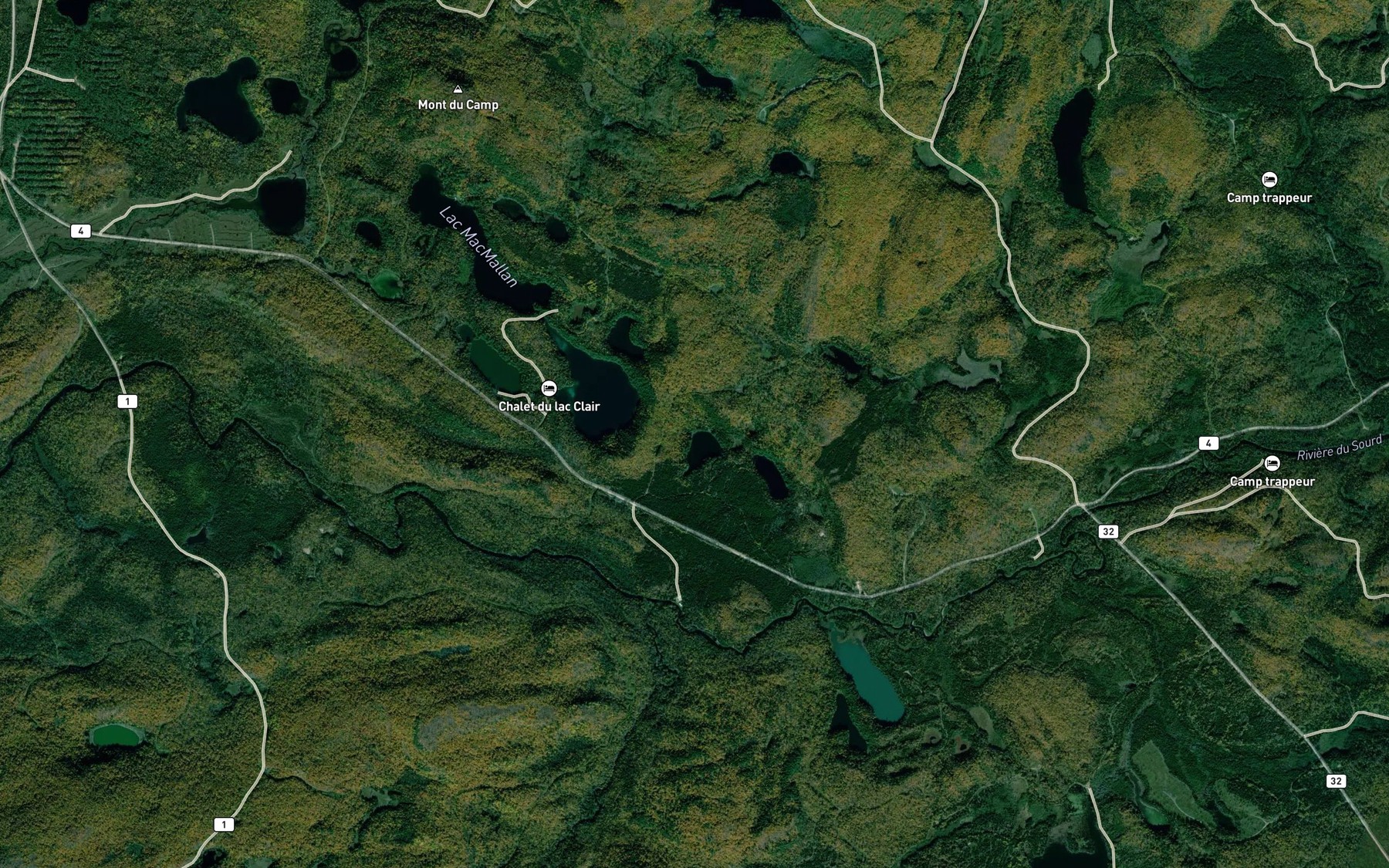 Satellite map of the Lac de la Moustache