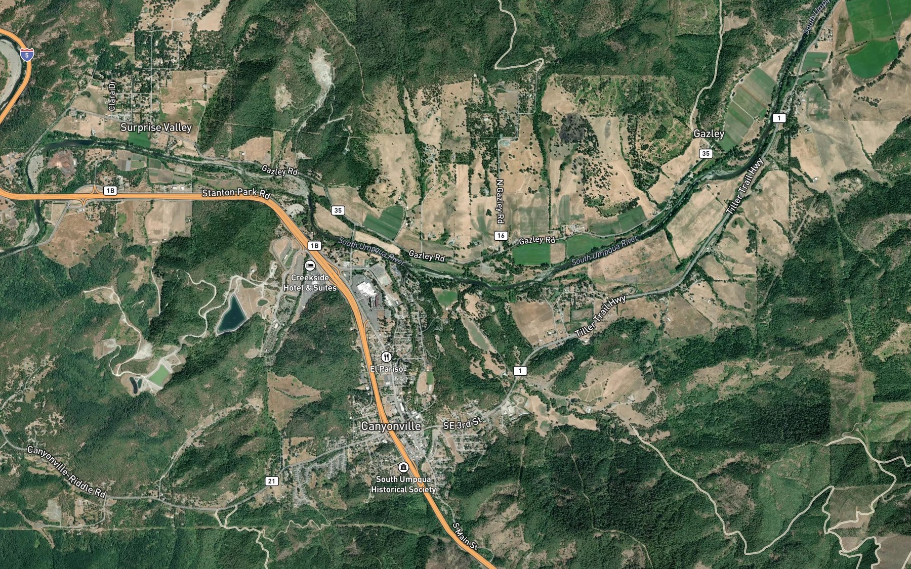 Satellite map of the O'Shea Creek