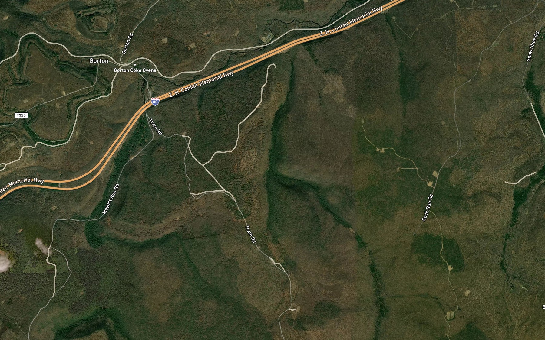 Satellite map of the Middle Branch Rock Run