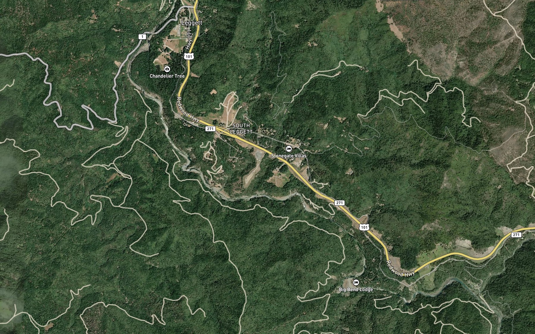 Satellite map of the Little Dann Creek