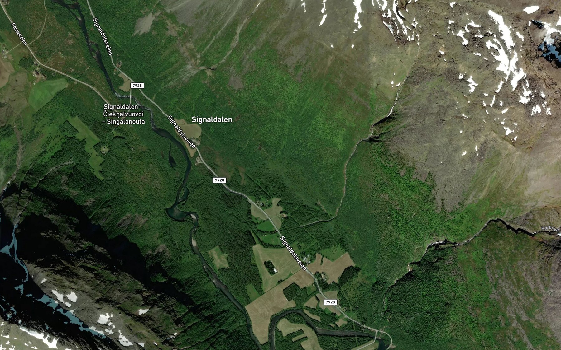 Satellite map of the Ovste Stormyrbekk