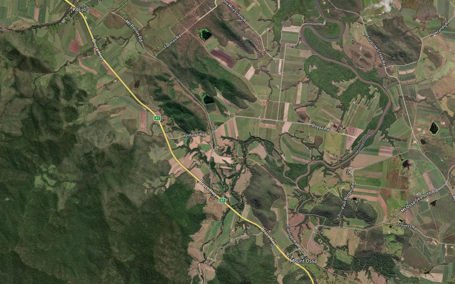 Satellite map of the Careys Creek