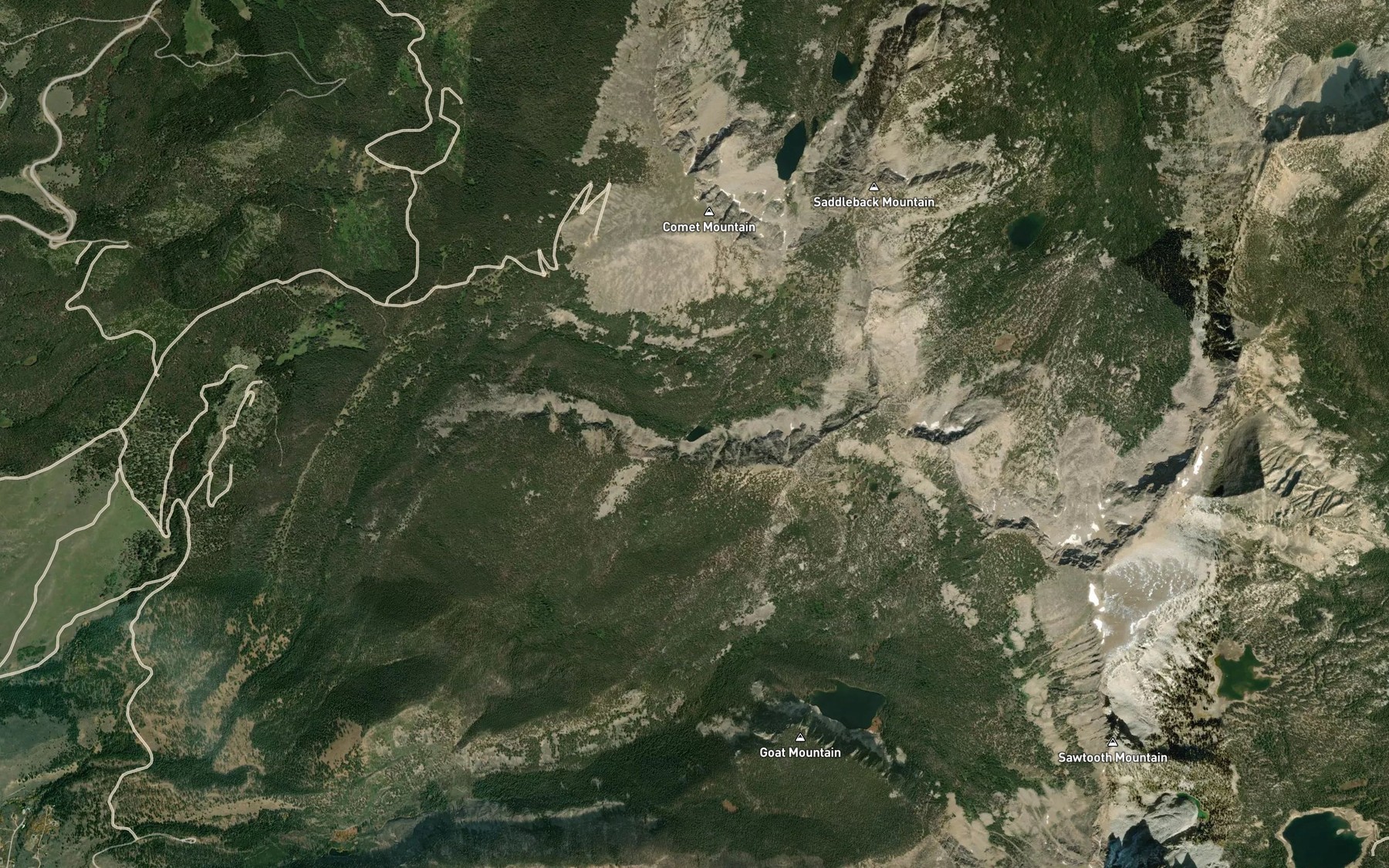 Satellite map of the Dingley Lakes