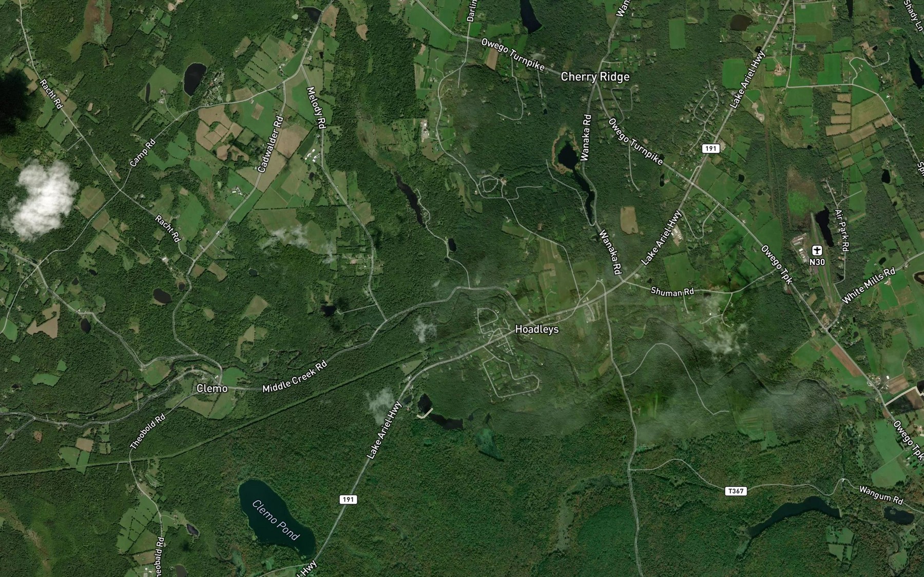 Satellite map of the Collins Brook