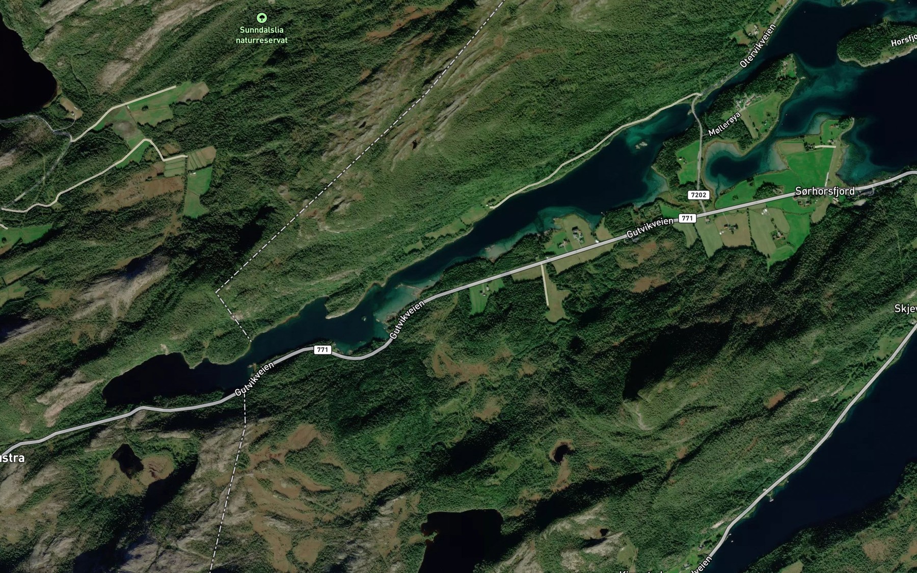 Satellite map of the Horsfjordsbotn