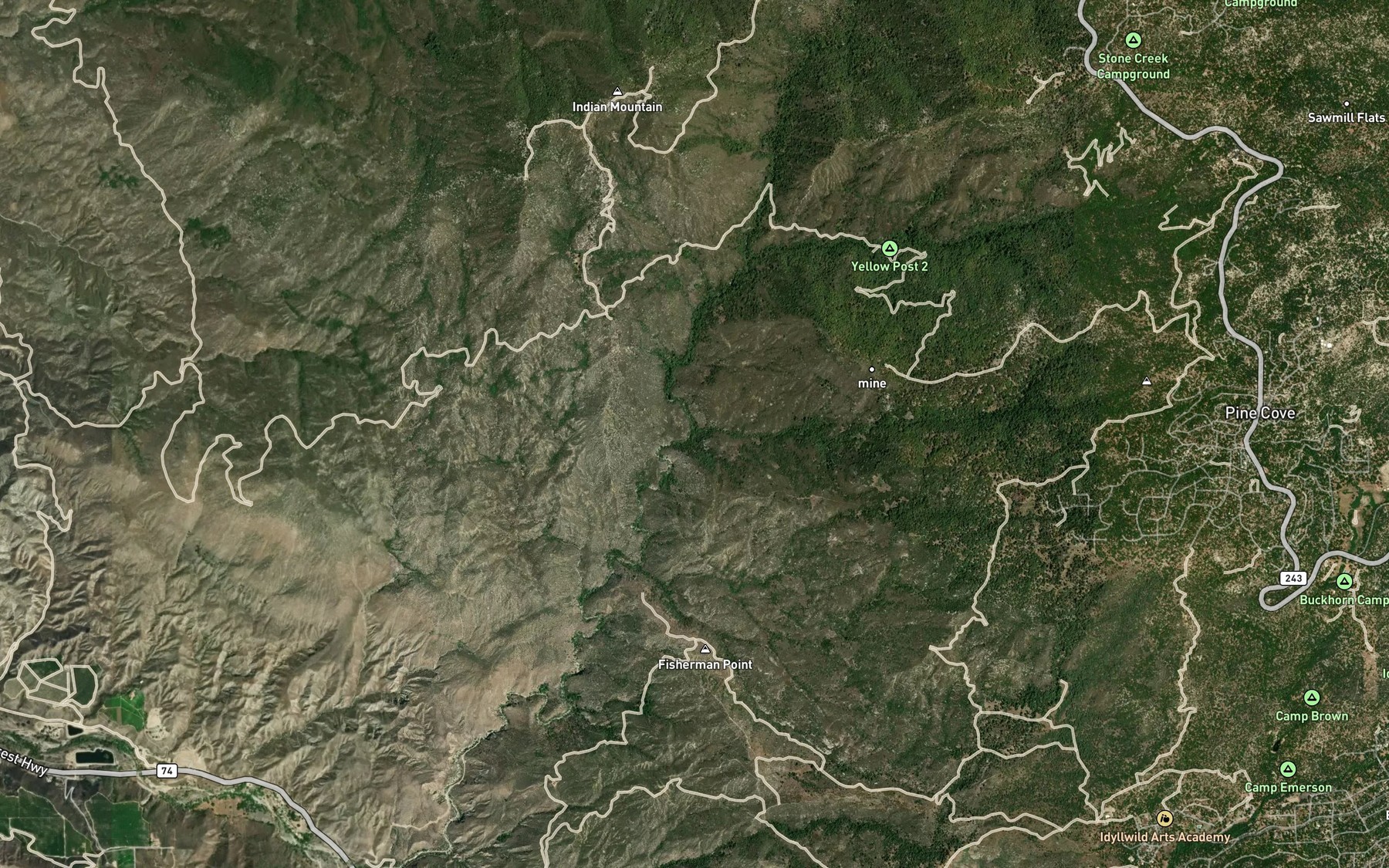Satellite map of the Logan Creek