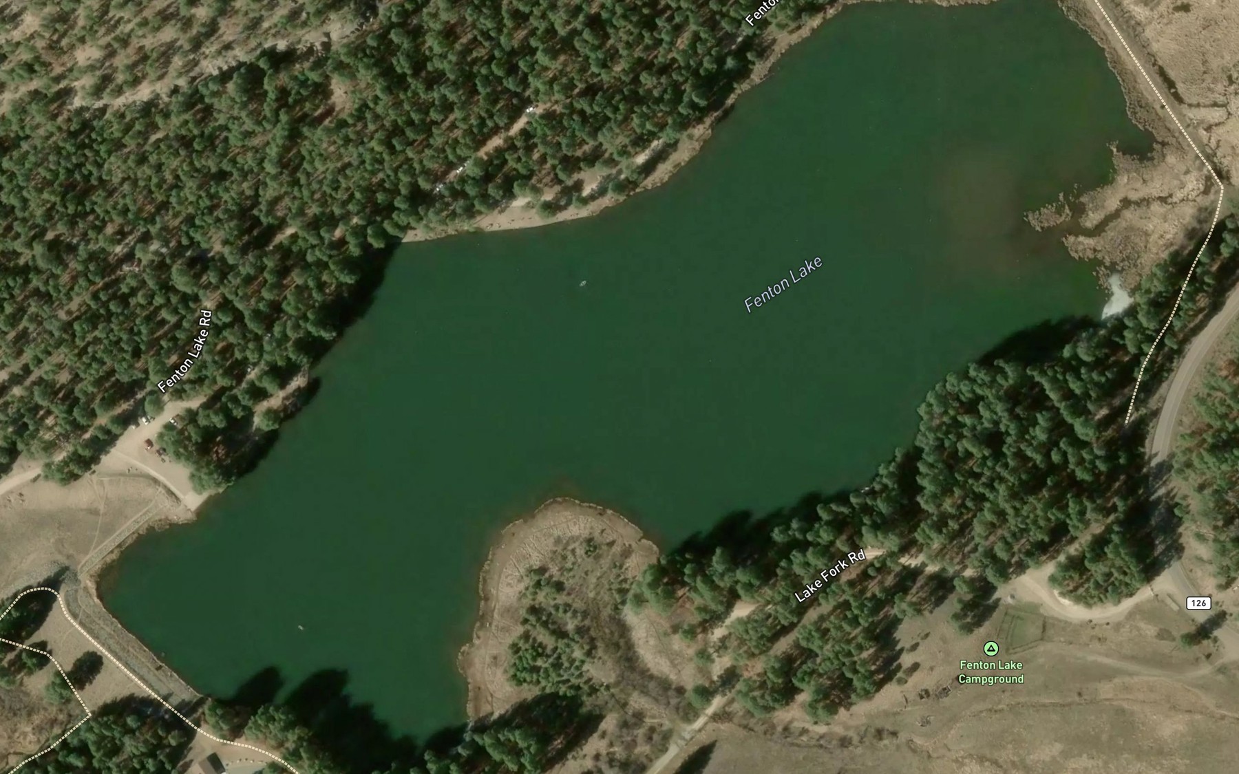 Satellite map of the Fenton Lake