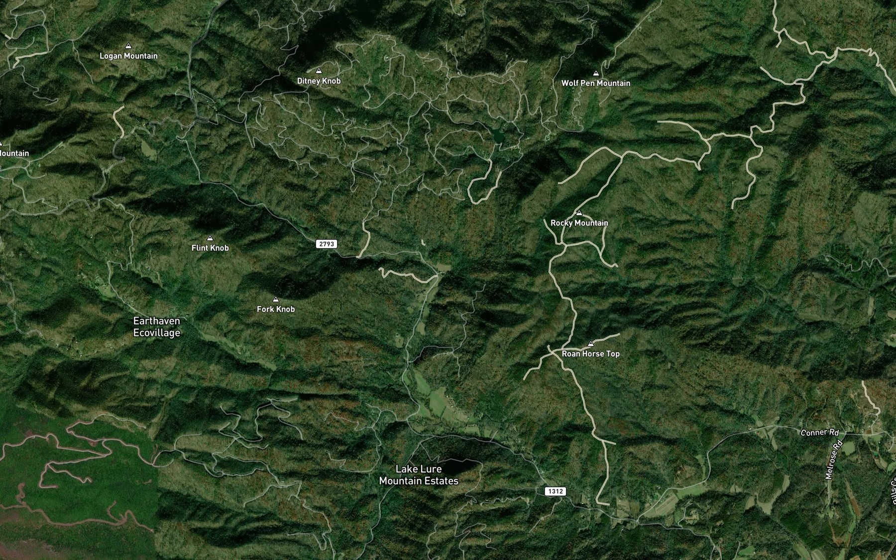 Satellite map of the Sally Branch
