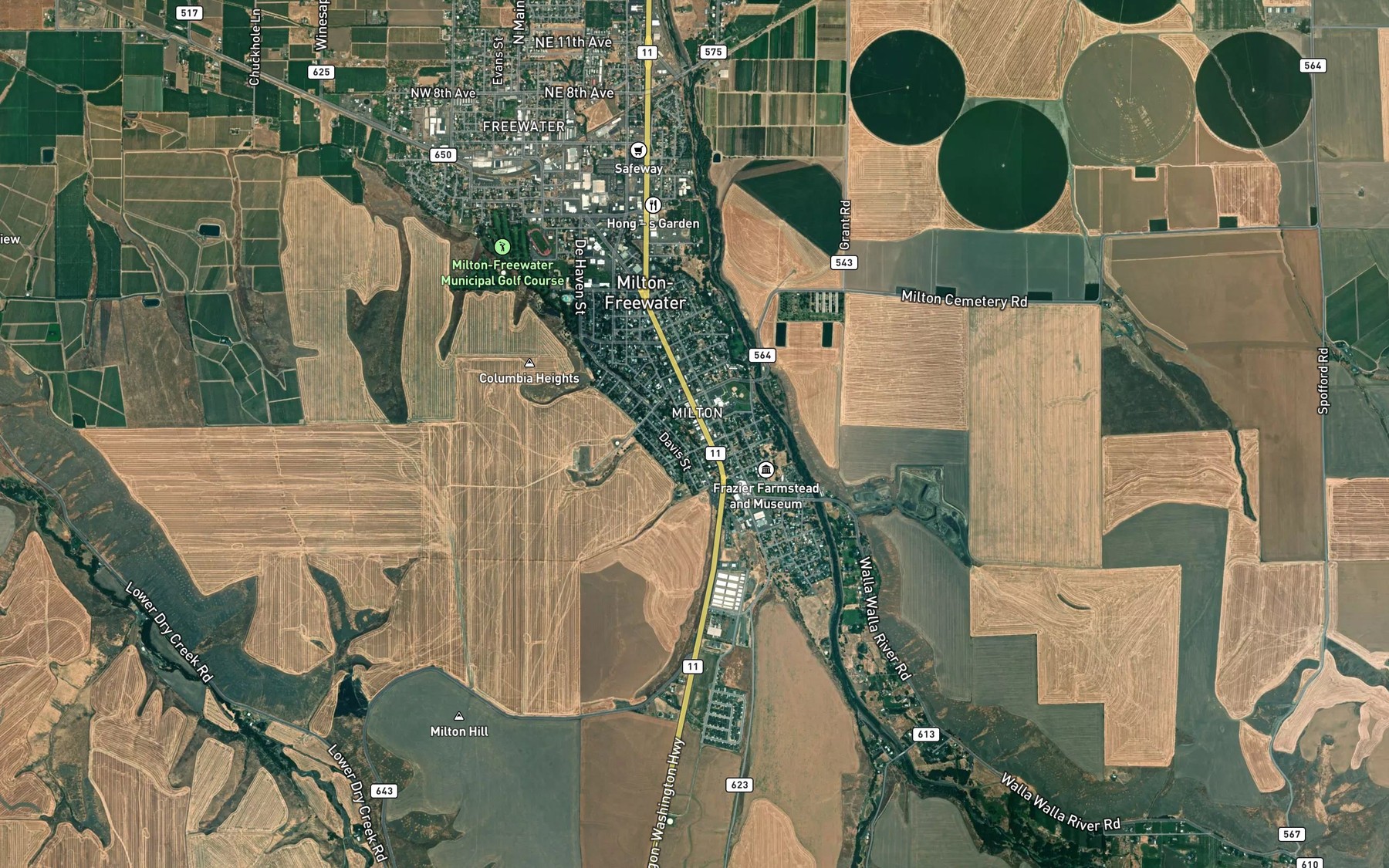 Satellite map of the Milton Ditch