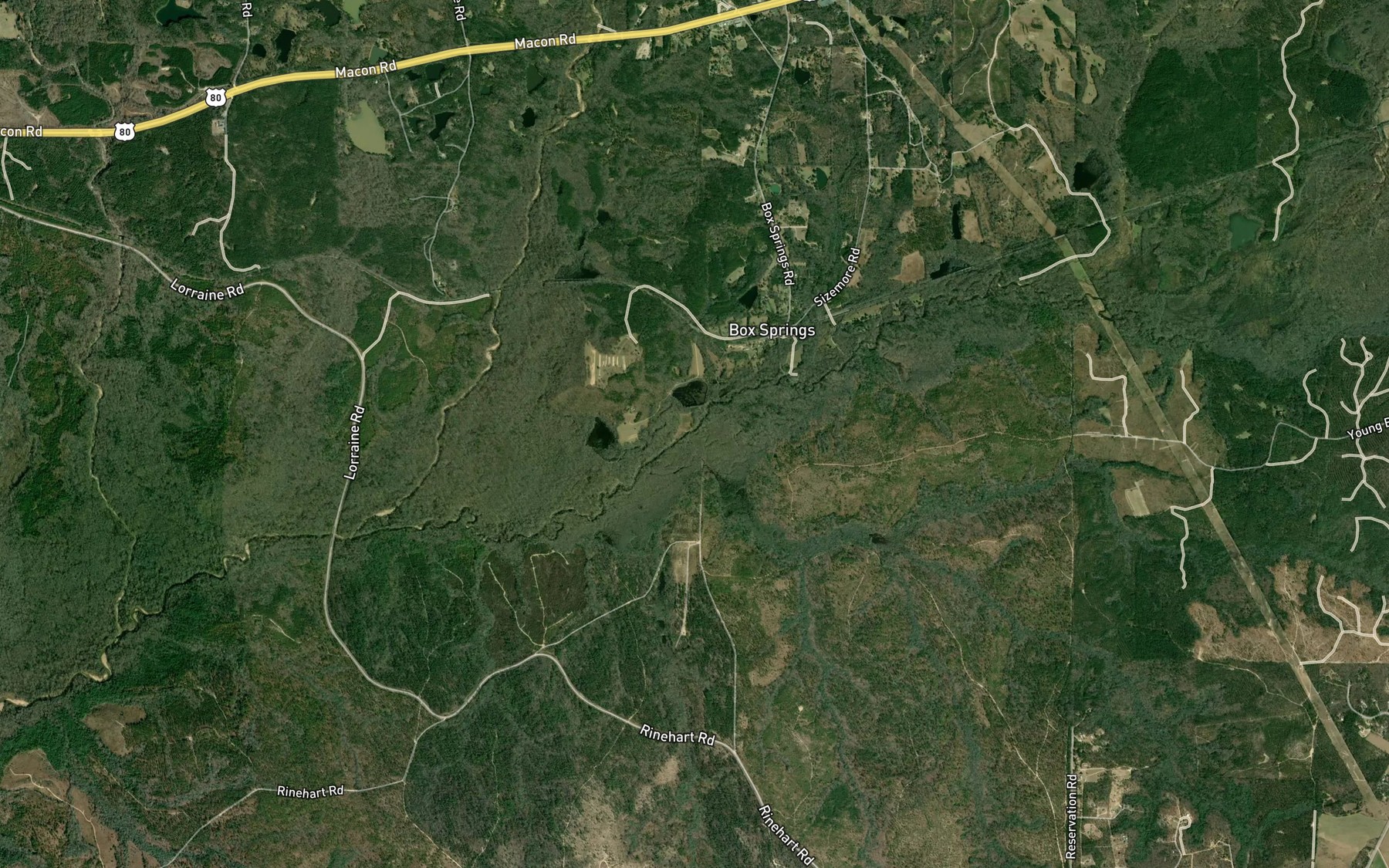 Satellite map of the Kings Mill Creek