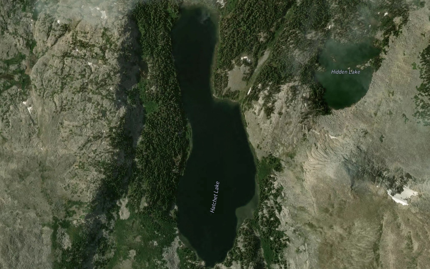 Satellite map of the Hatchet Lake