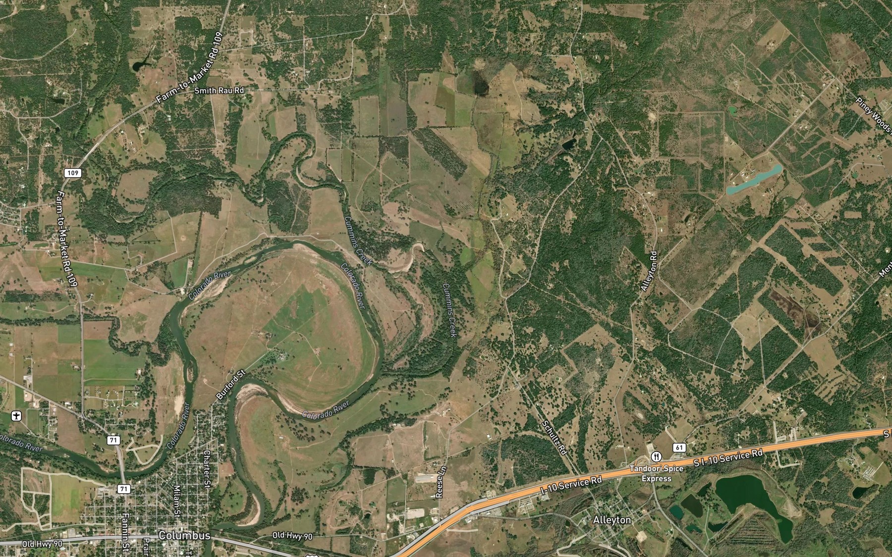 Satellite map of the Brune Creek