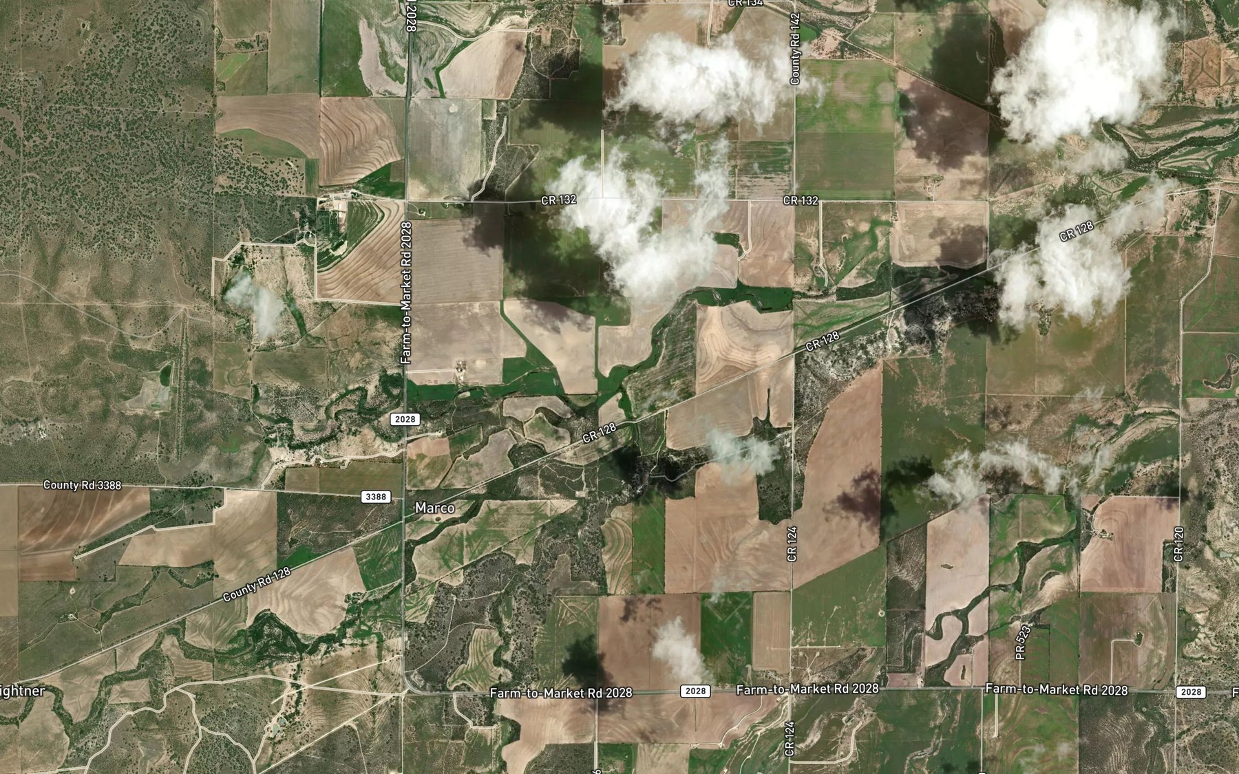 Satellite map of the Reubes Creek