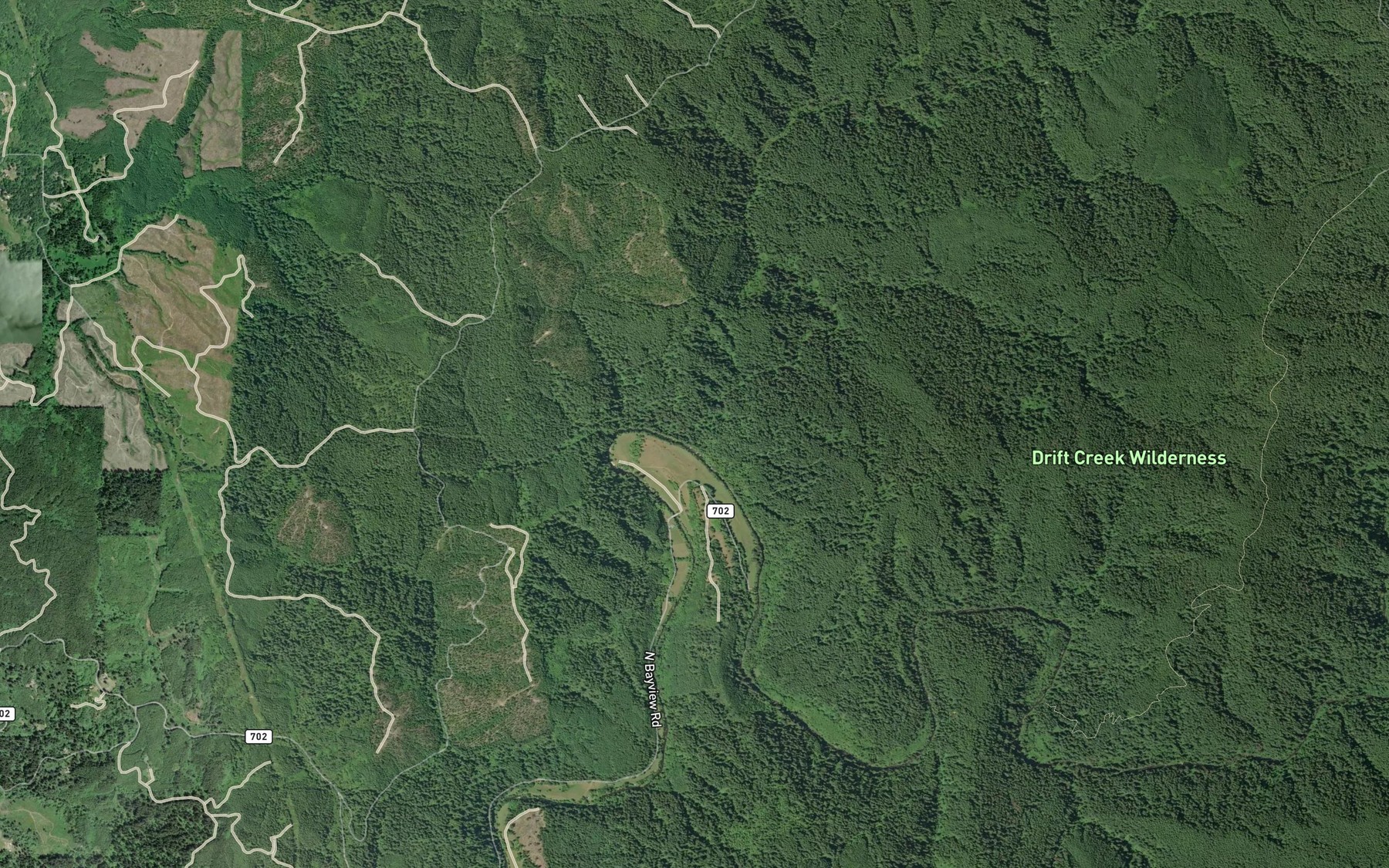 Satellite map of the Trout Creek