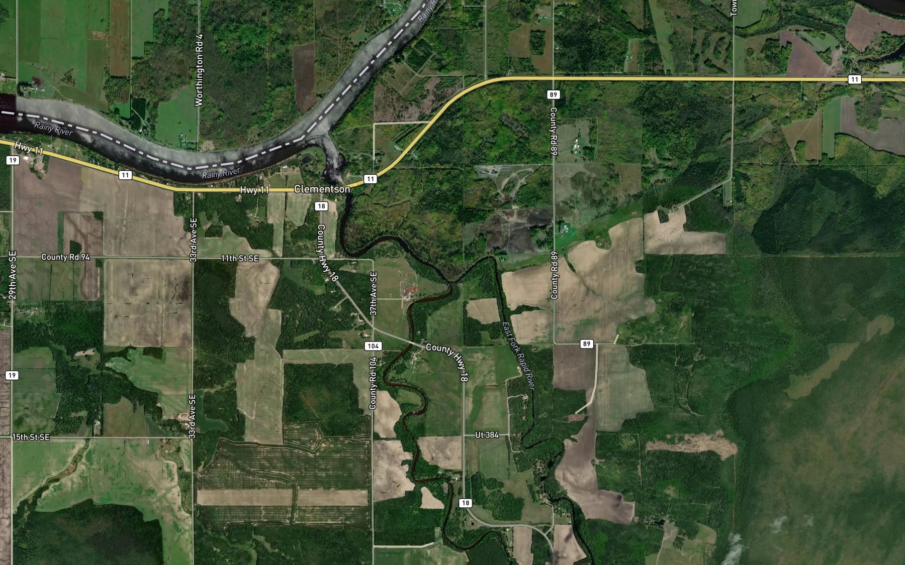 Satellite map of the East Fork Rapid River