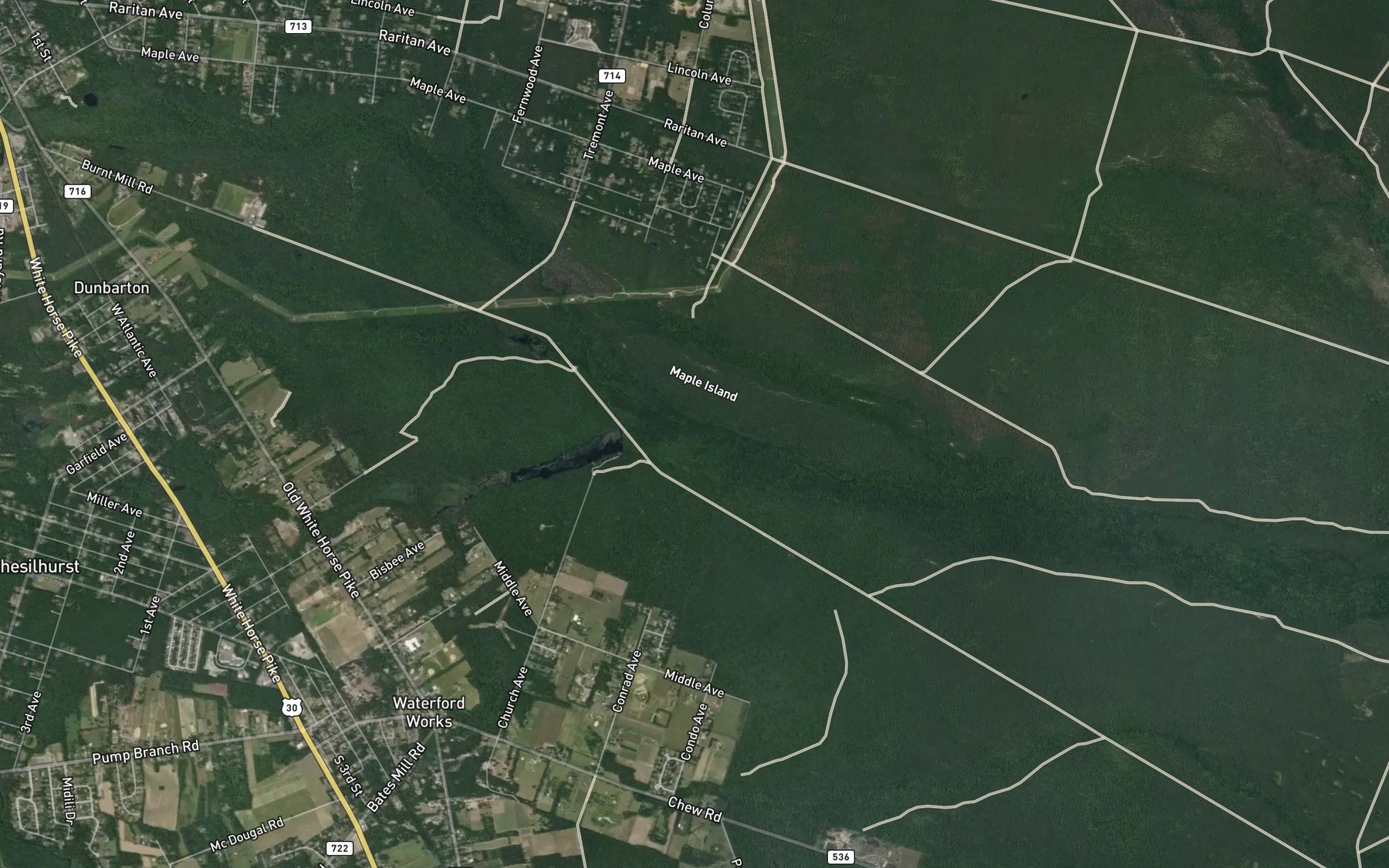 Satellite map of the Wildcat Branch