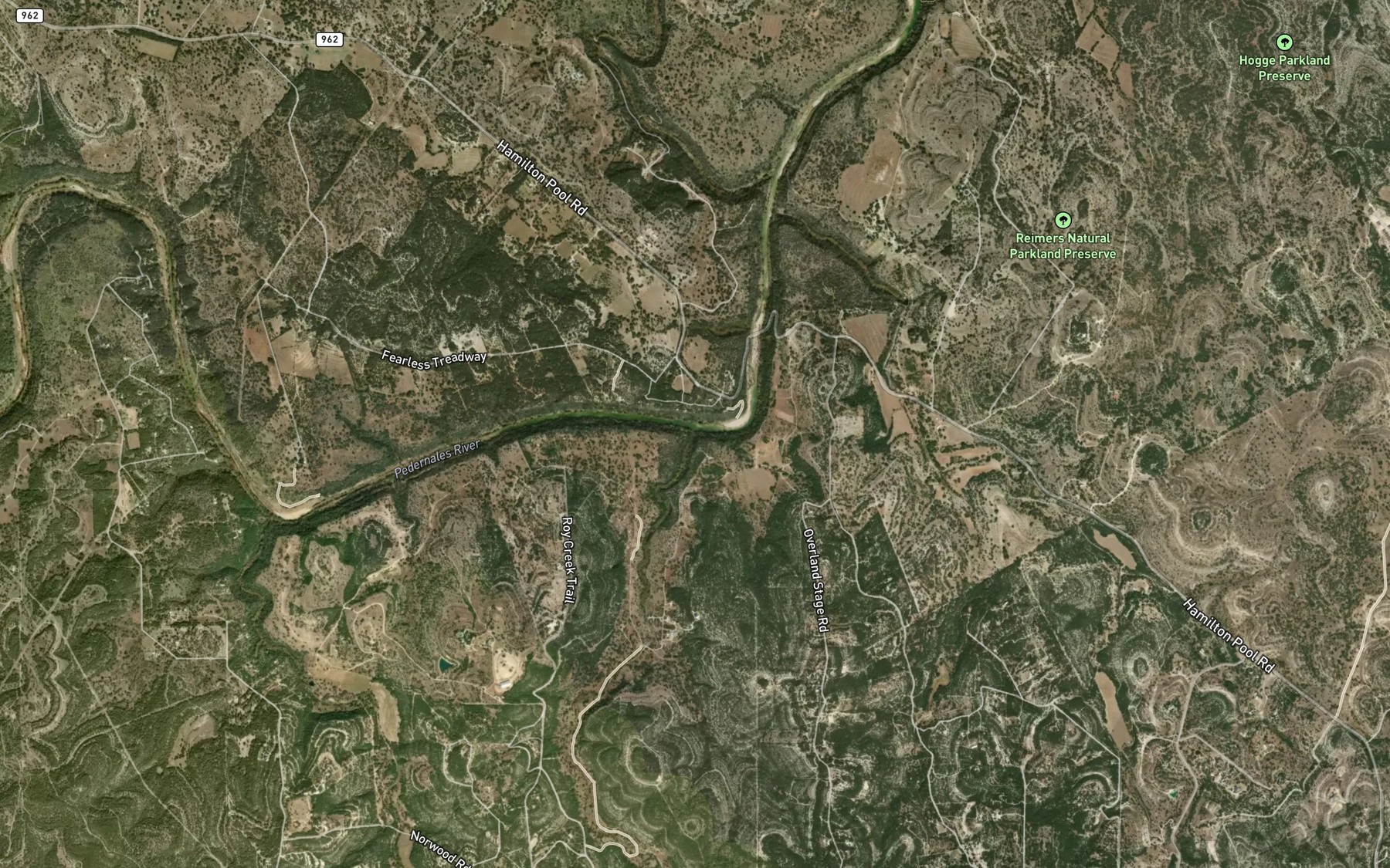 Satellite map of the Roy Creek