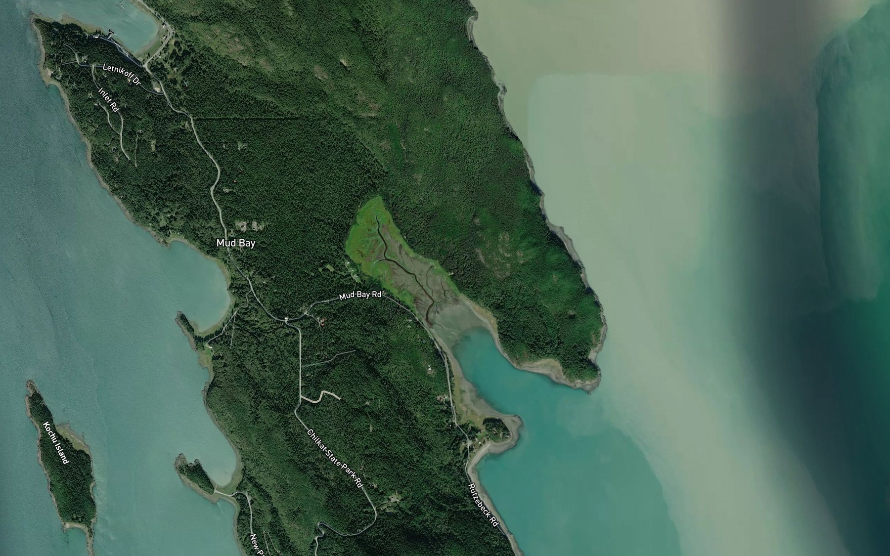 Satellite map of the Mud Bay