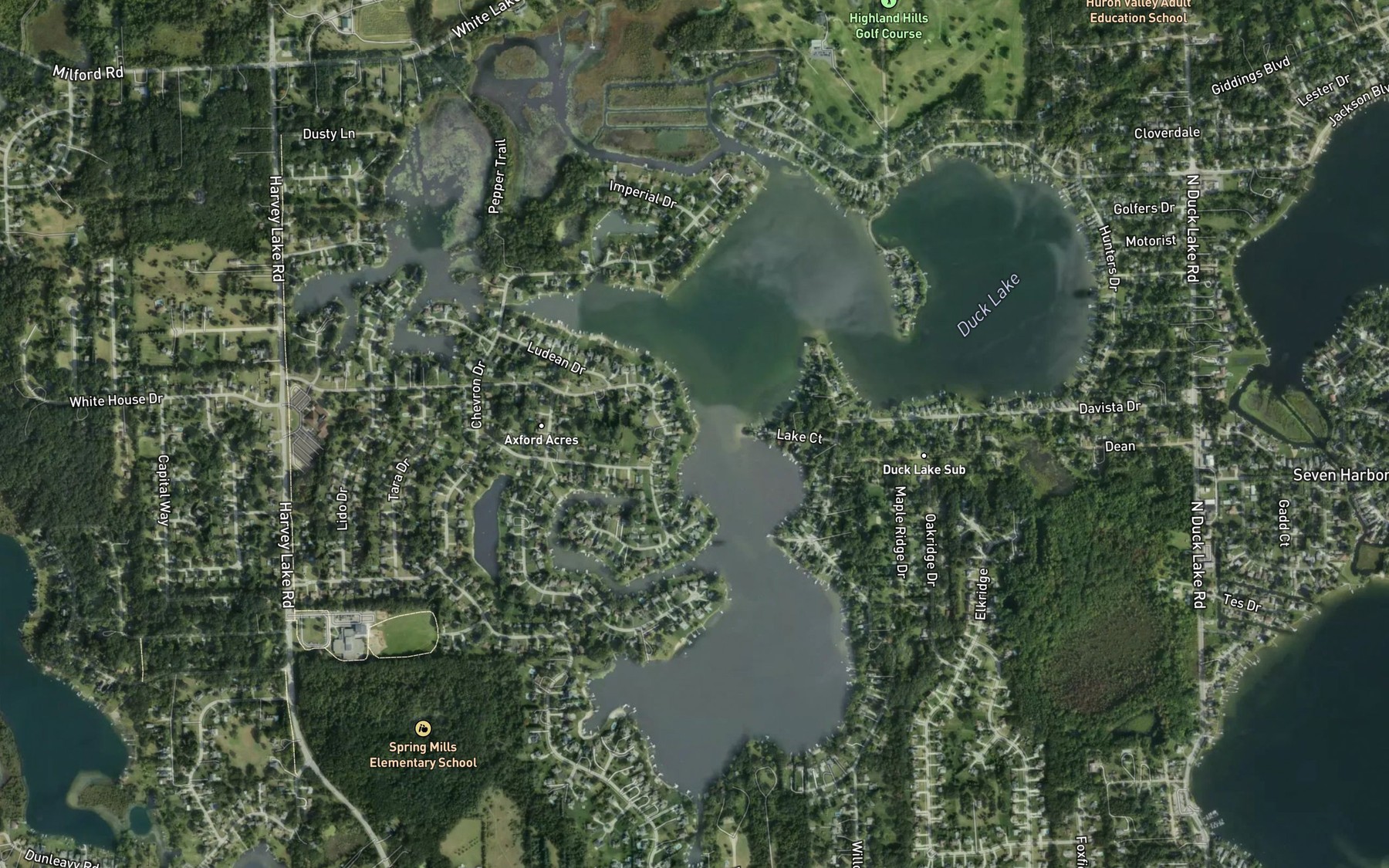 Satellite map of the Duck Lake