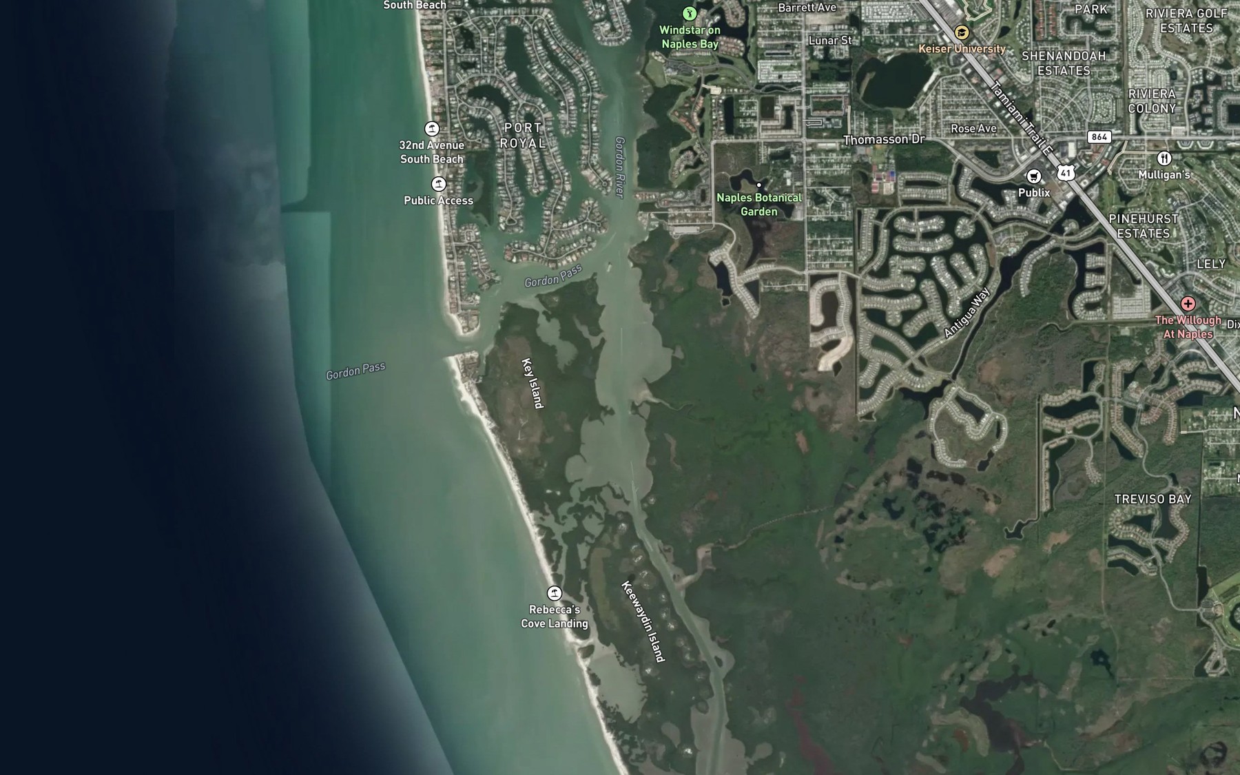 Satellite map of the Dollar Bay