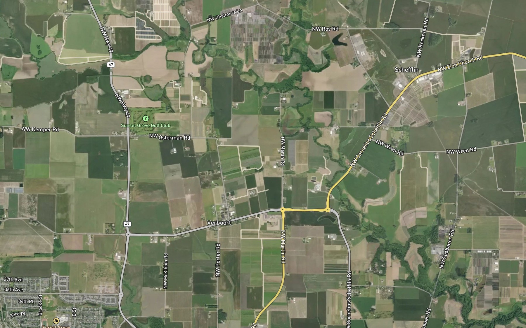 Satellite map of the Verboort Reservoir