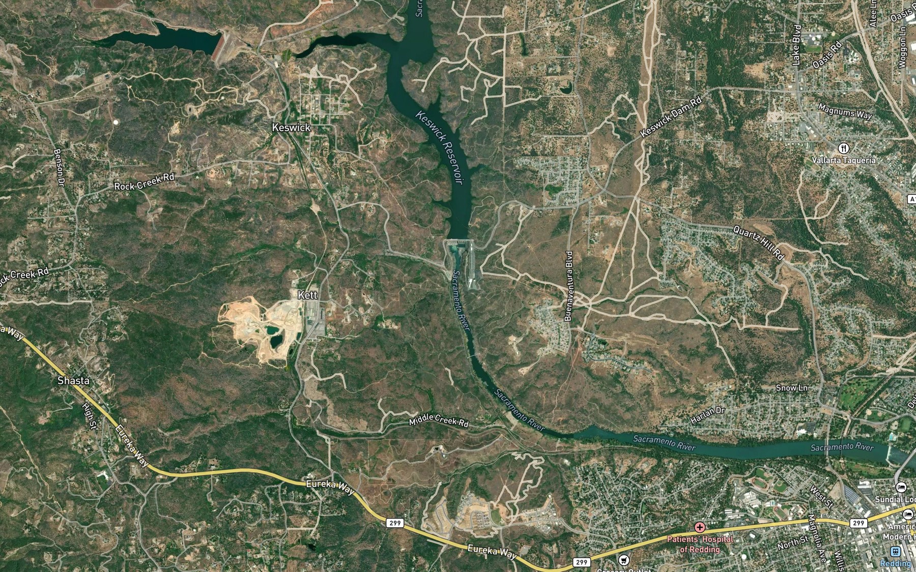 Satellite map of the Rock Creek