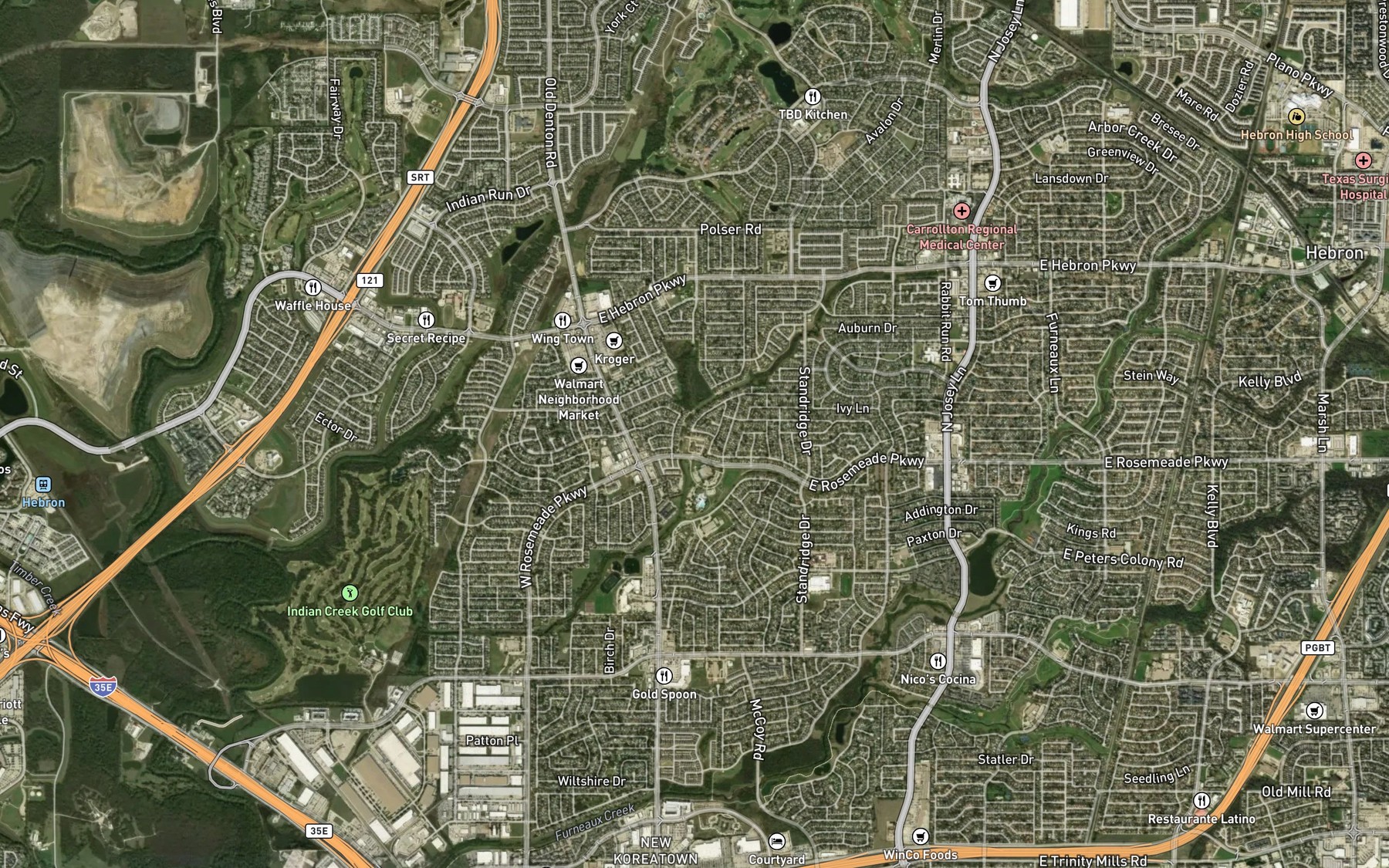 Satellite map of the Underwood Lake