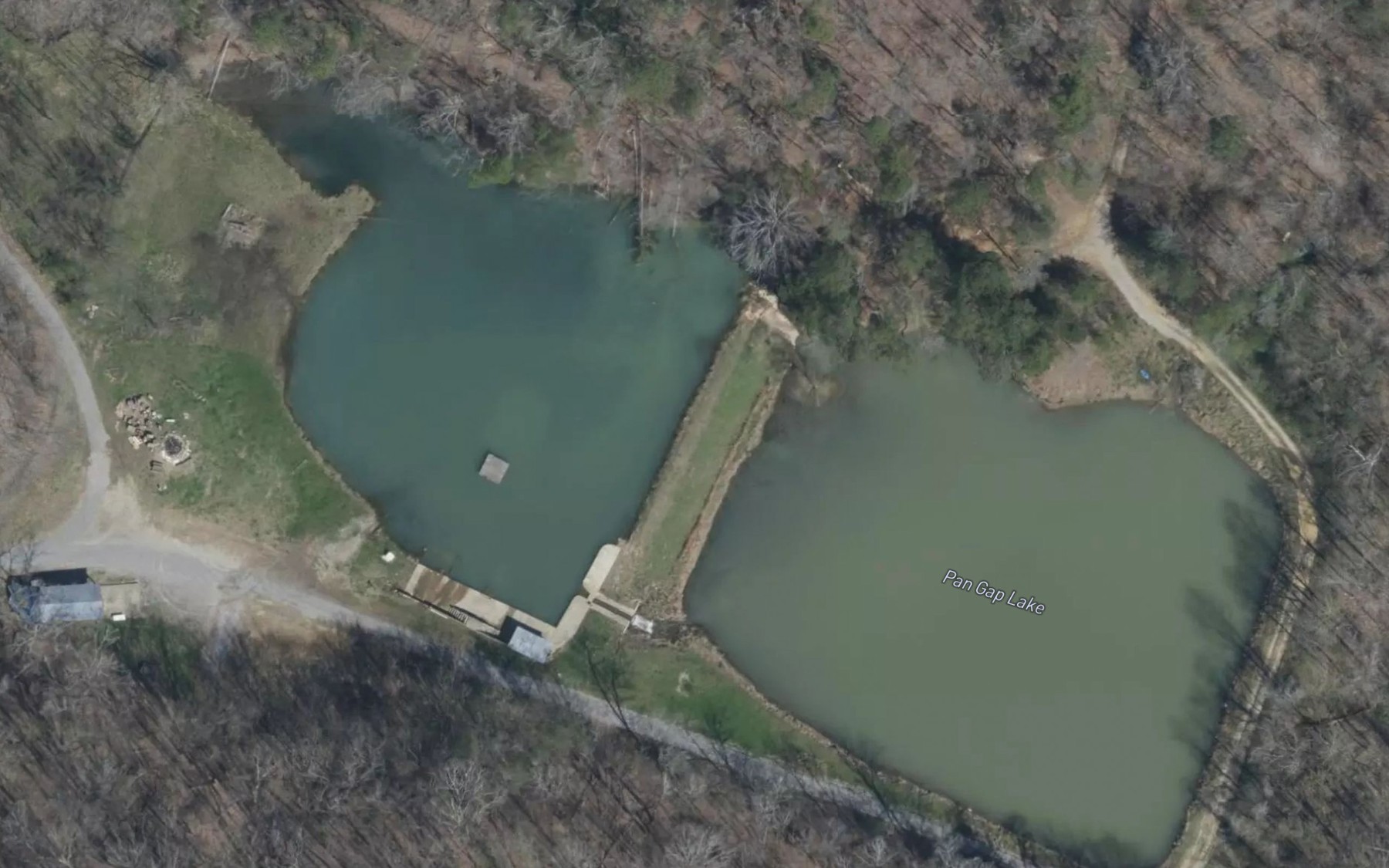 Satellite map of the Pan Gap Lake