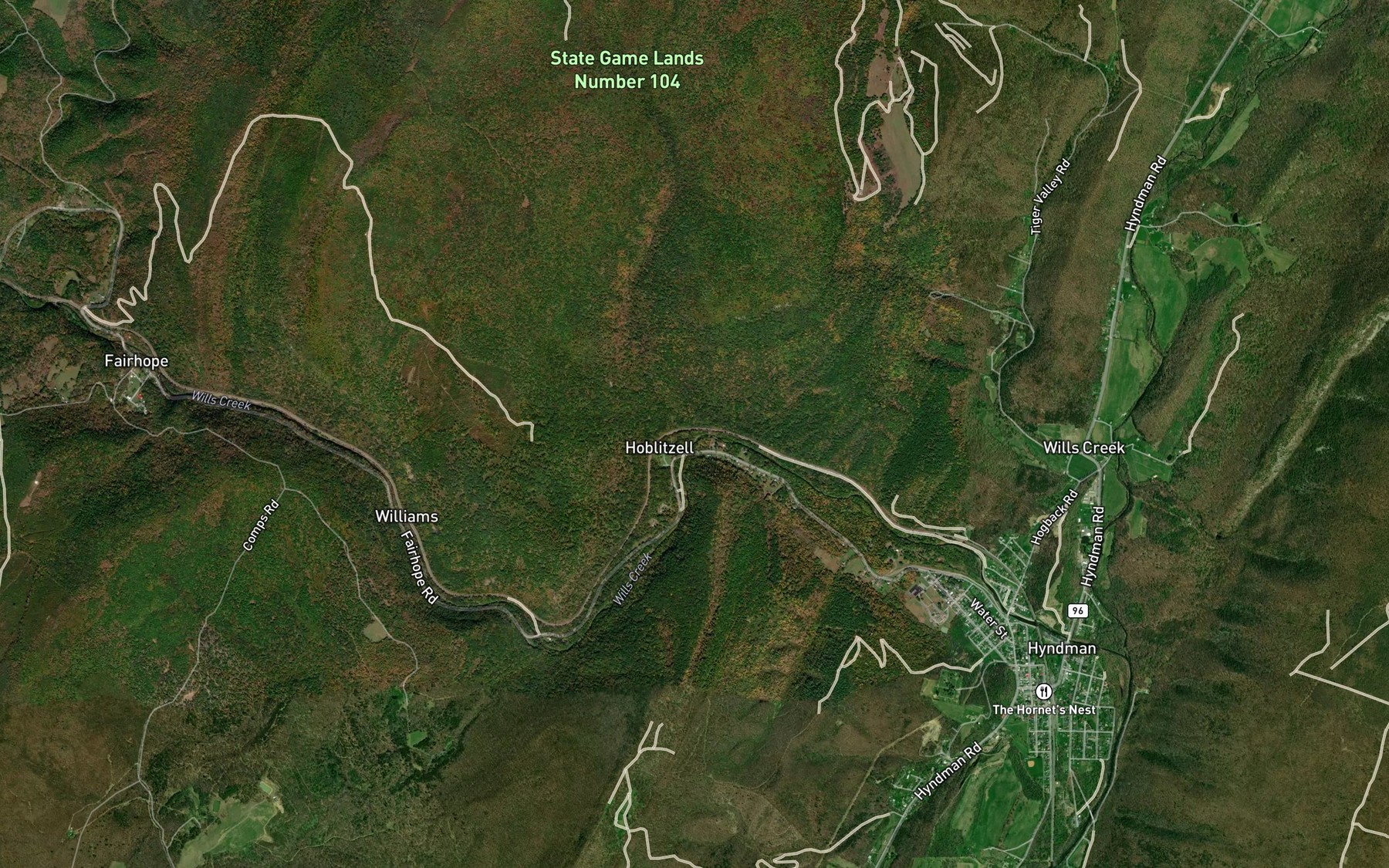 Satellite map of the Gooseberry Run