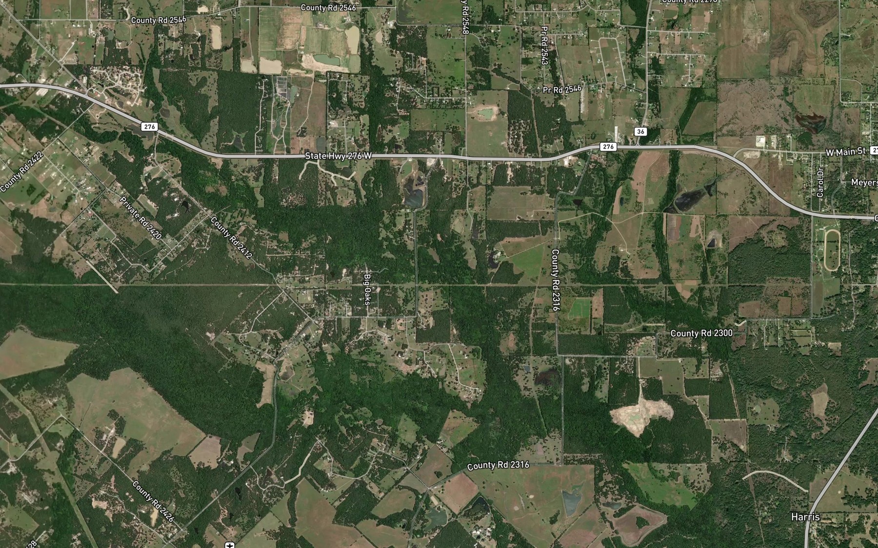 Satellite map of the Sandy Creek