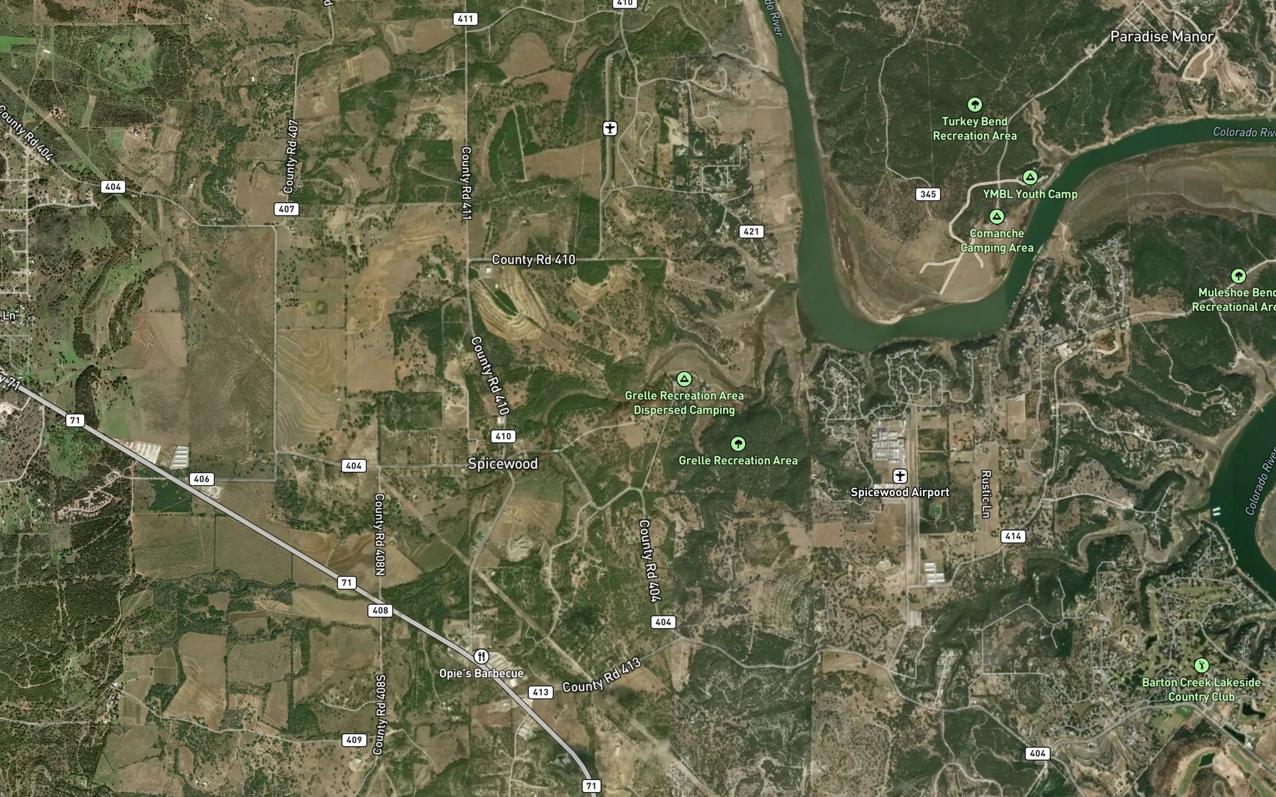 Satellite map of the Little Cypress Creek