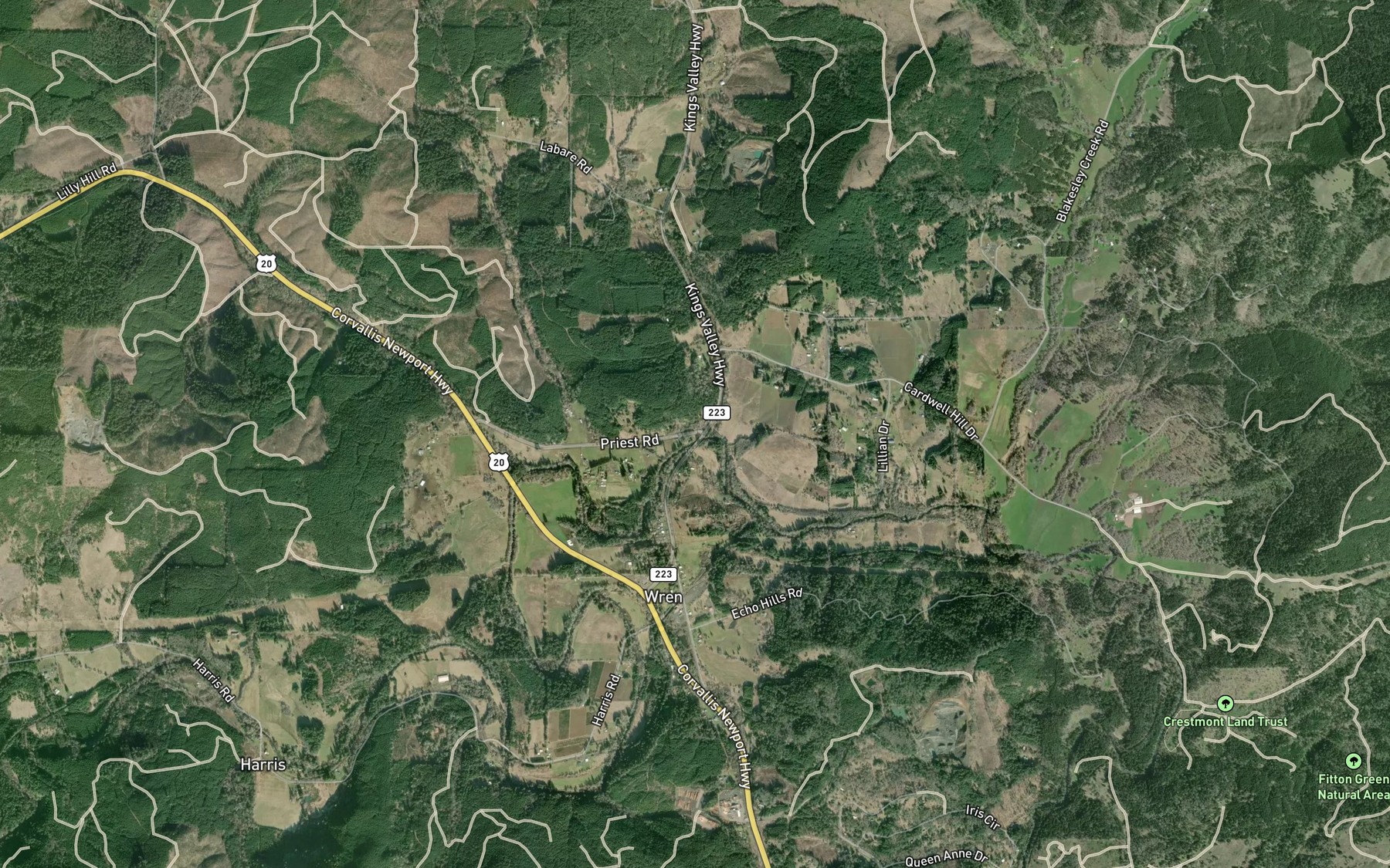 Satellite map of the Read Creek