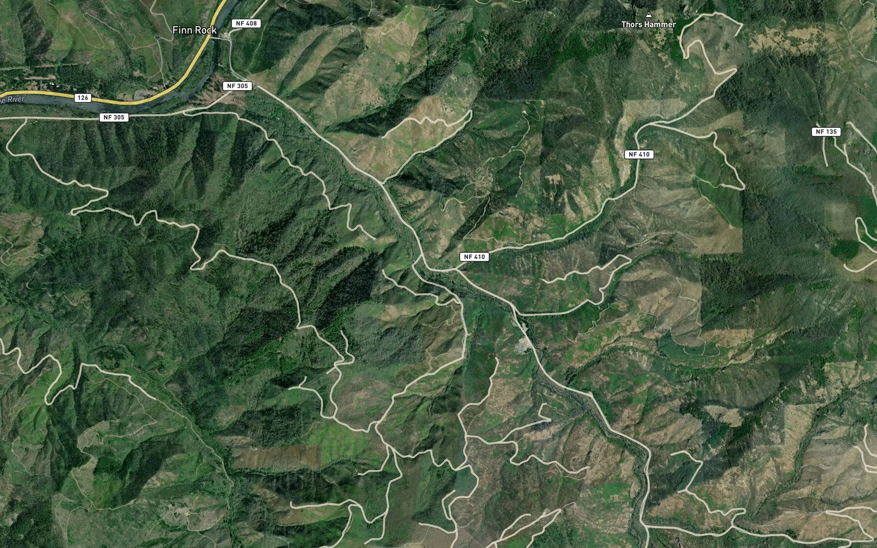 Satellite map of the Cane Creek