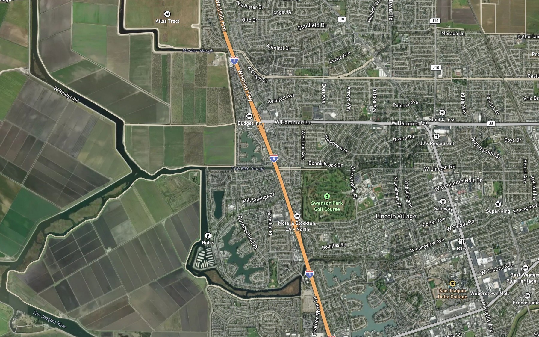 Satellite map of the Fivemile Slough