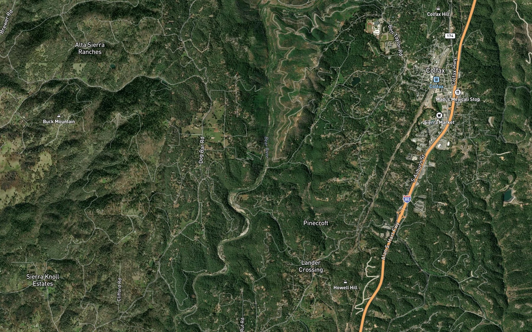 Satellite map of the Campbell Creek