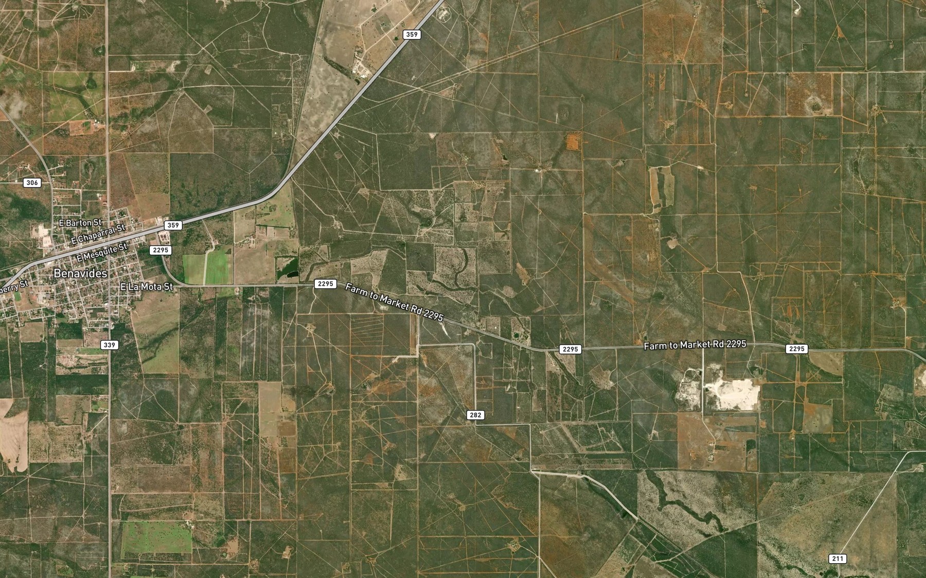 Satellite map of the Piedras Pintas Creek