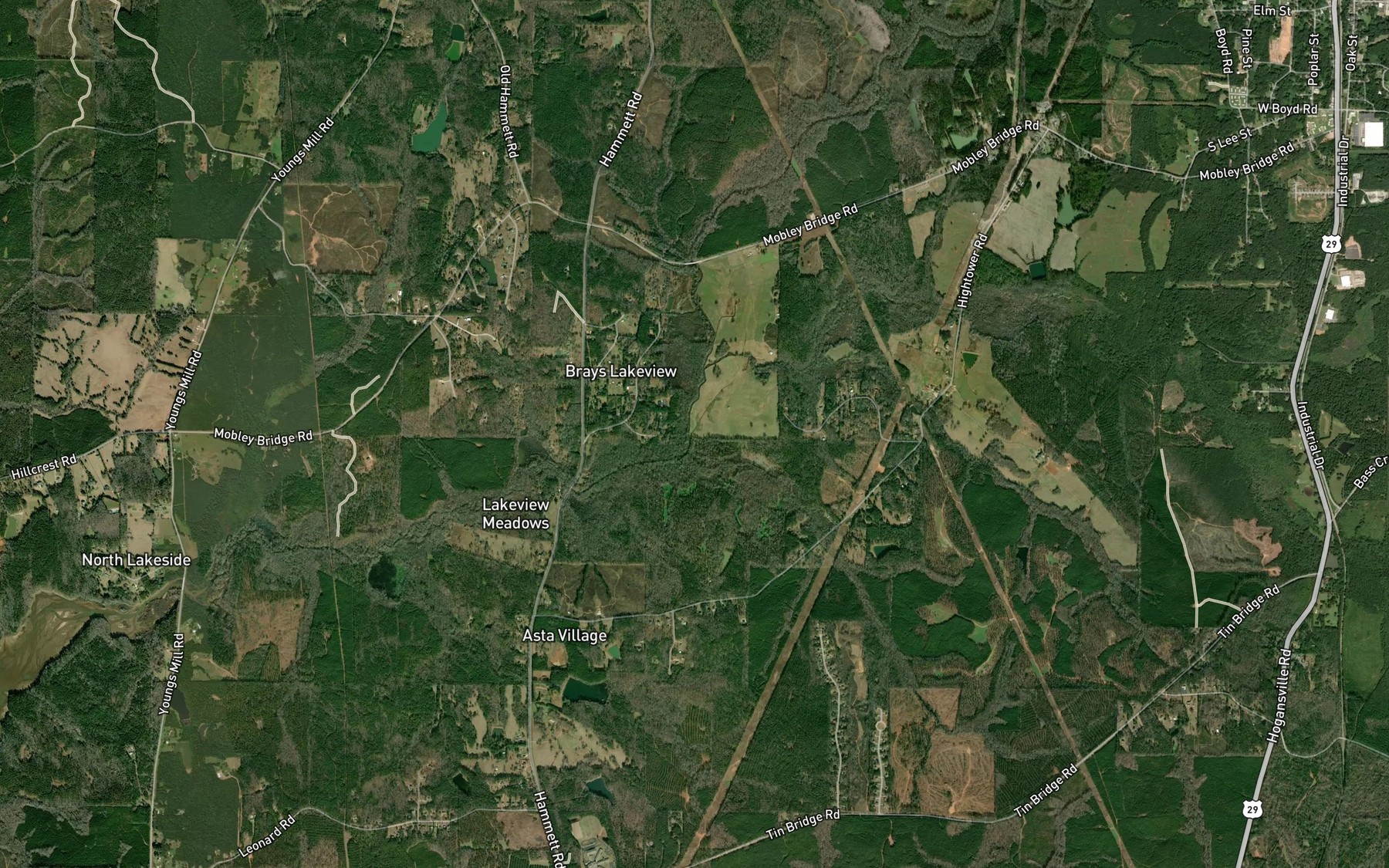 Satellite map of the Flat Creek