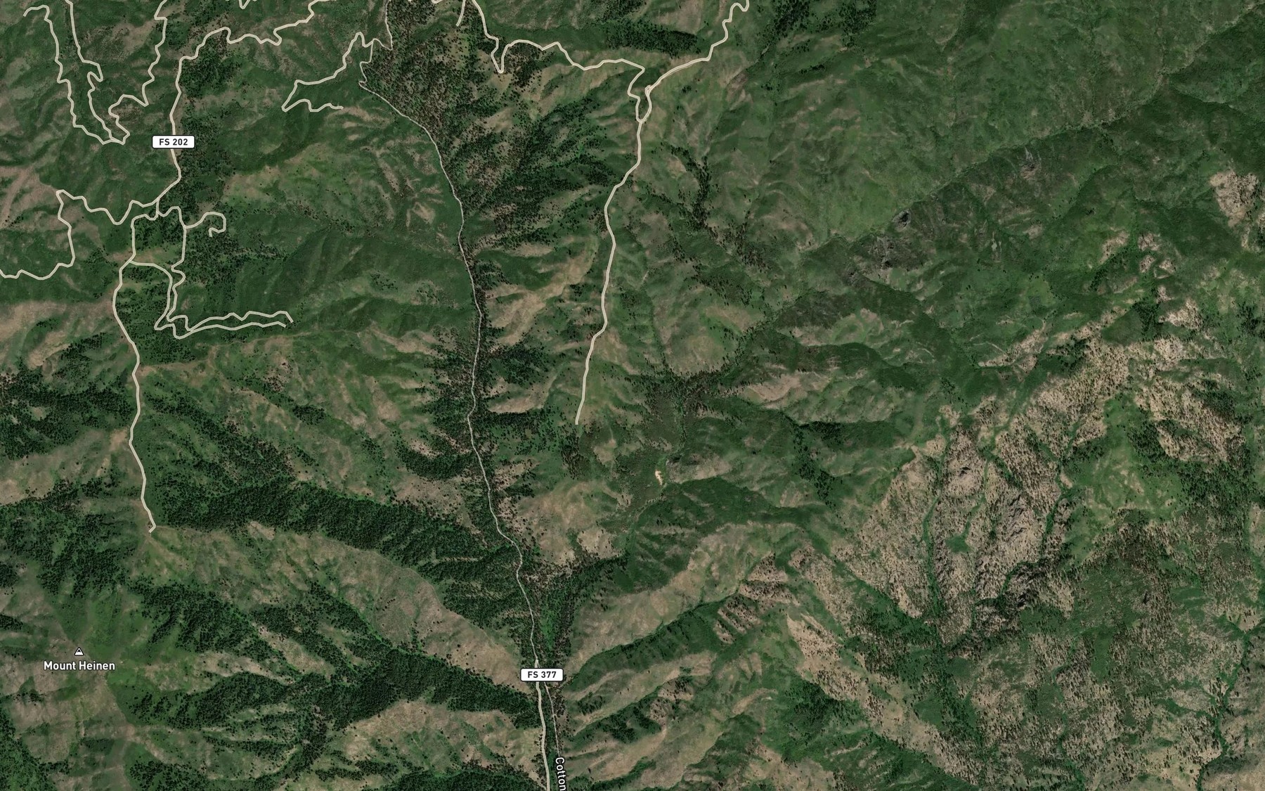 Satellite map of the Cougar Creek