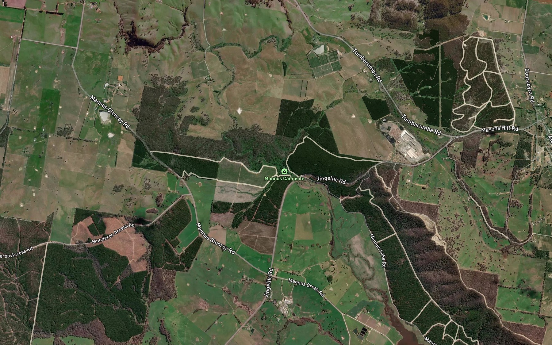 Satellite map of the Sawpit Creek