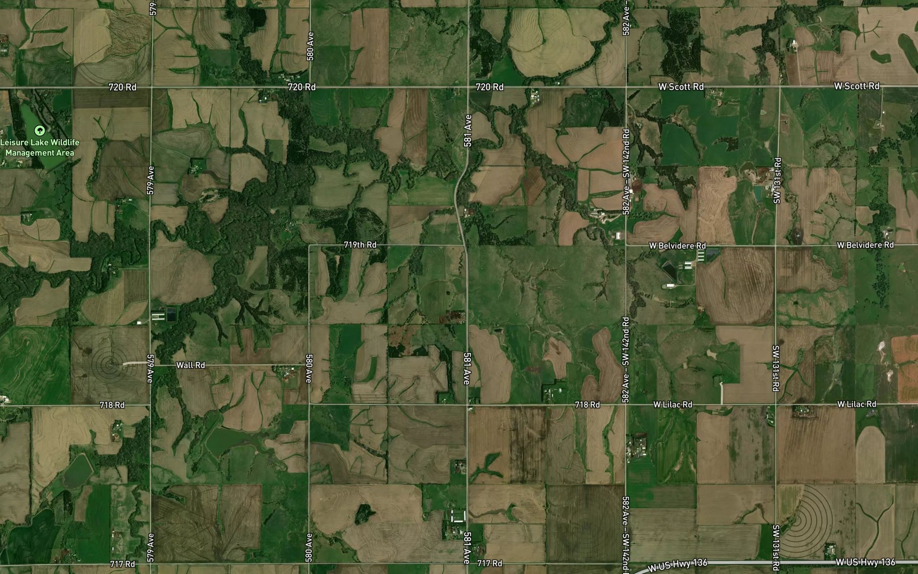 Satellite map of the Cub Creek Reservoir G-7