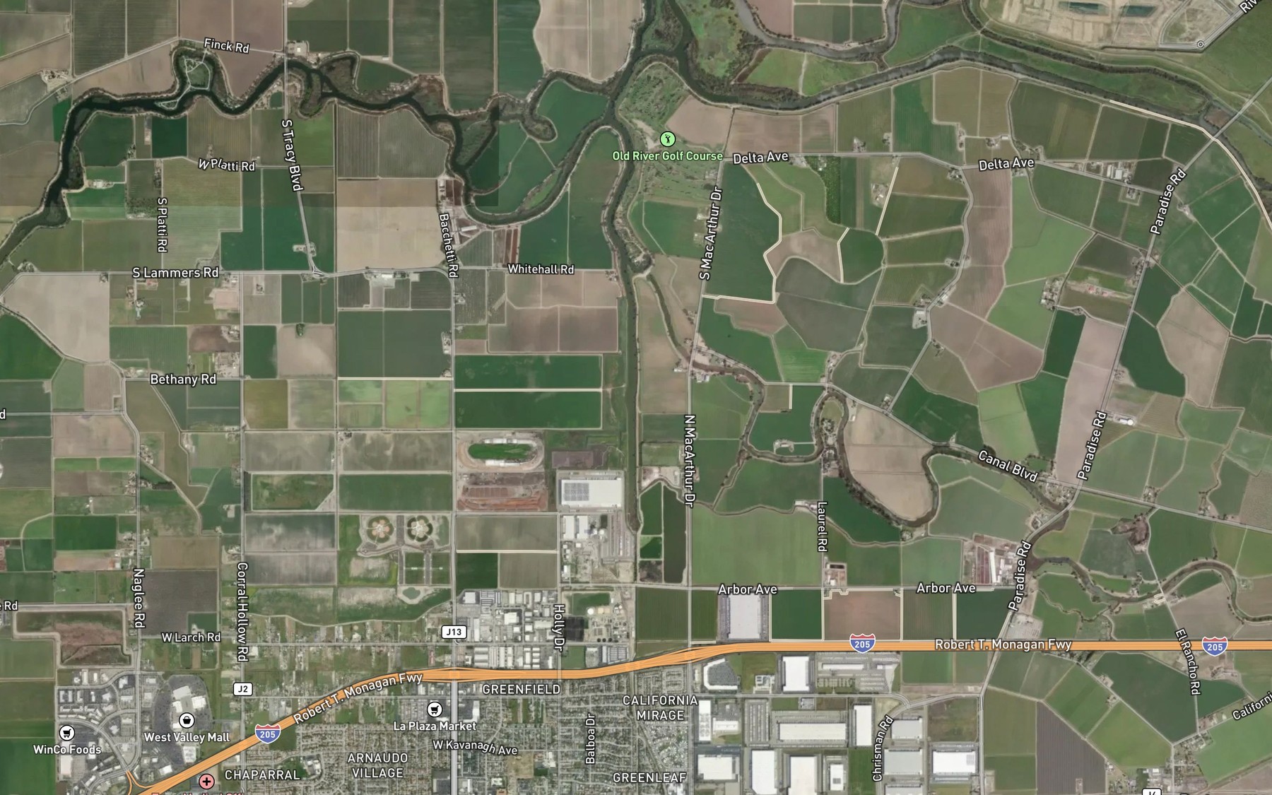 Satellite map of the Sugar Cut
