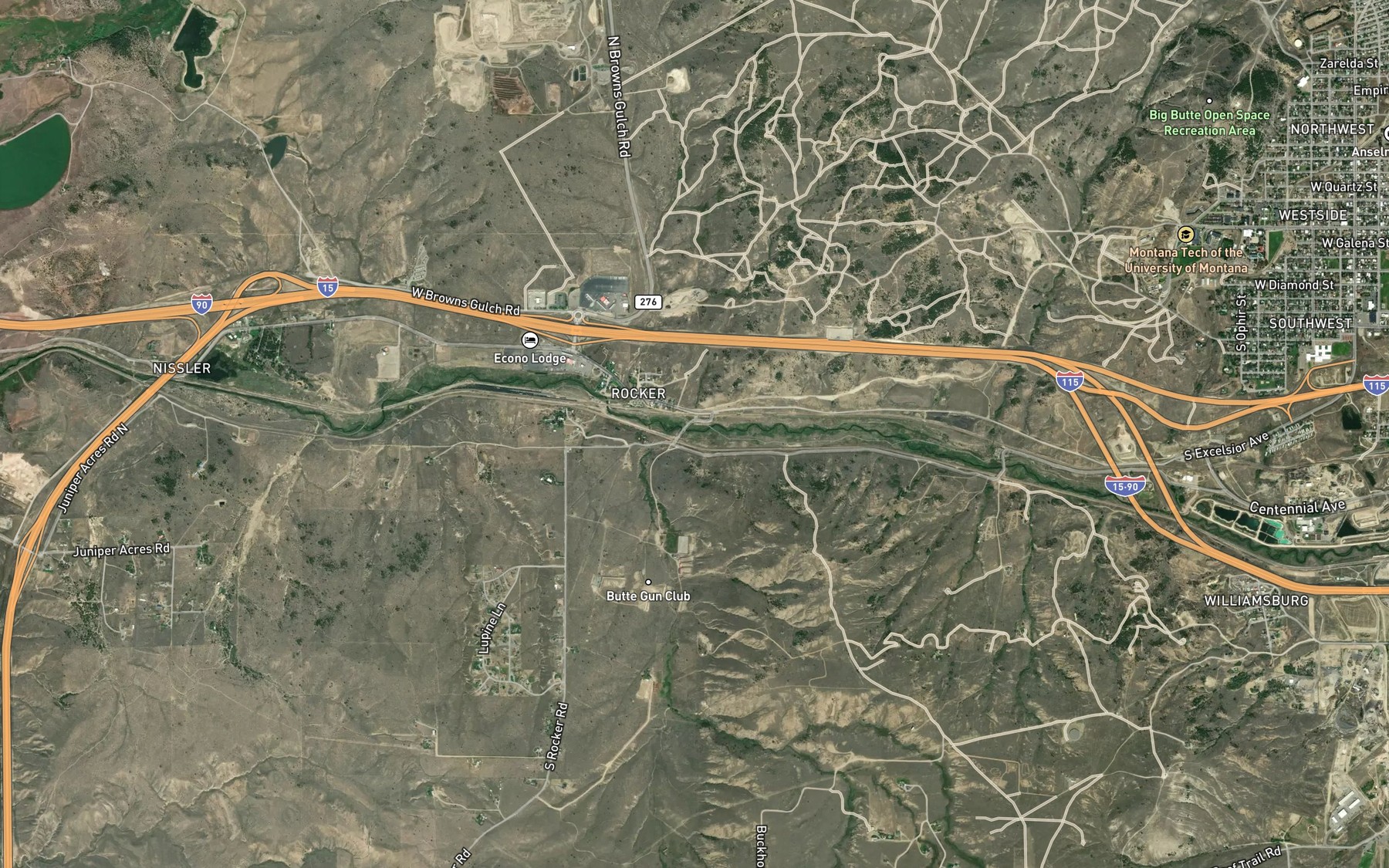 Satellite map of the Canada Creek