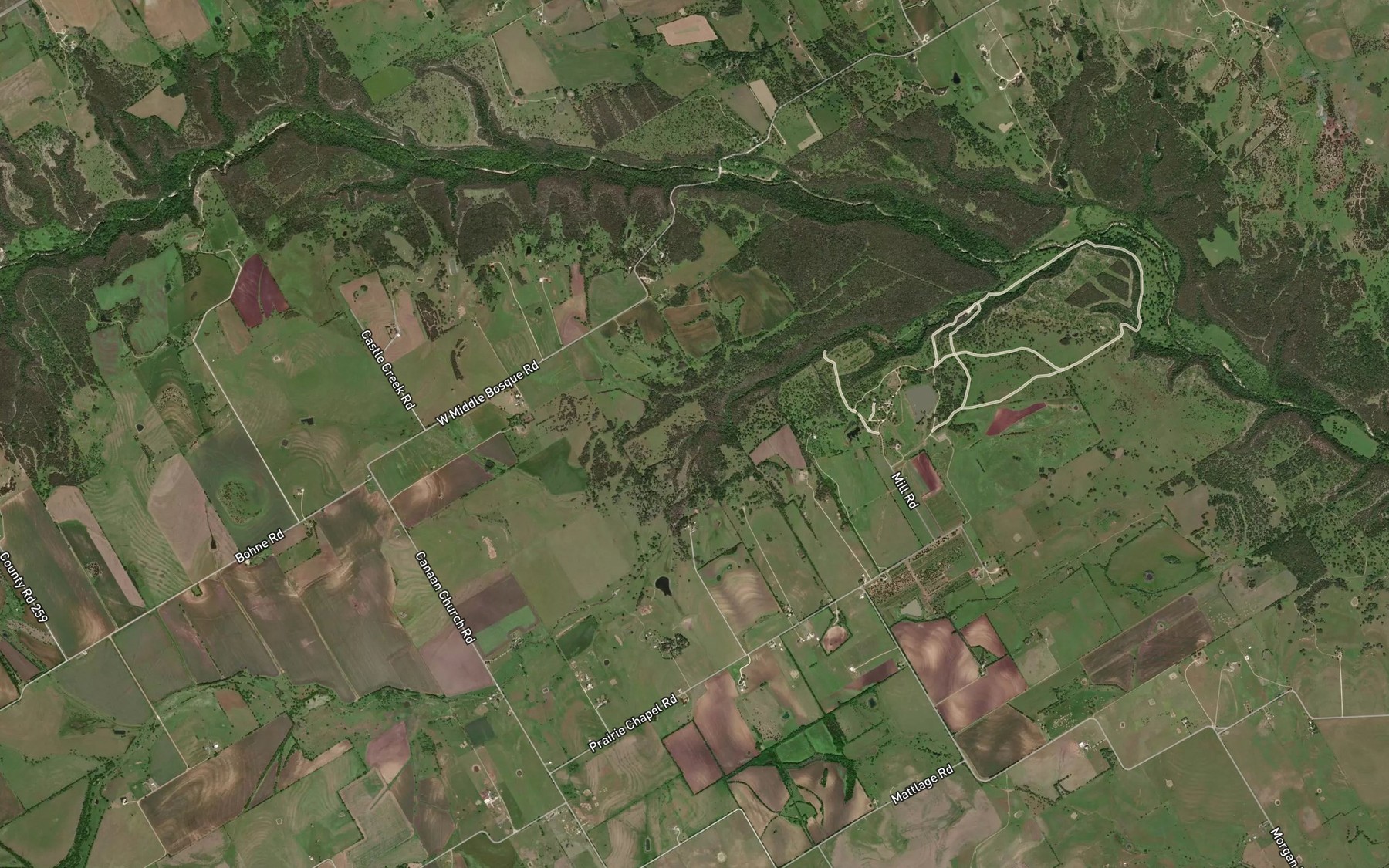 Satellite map of the Castle Creek