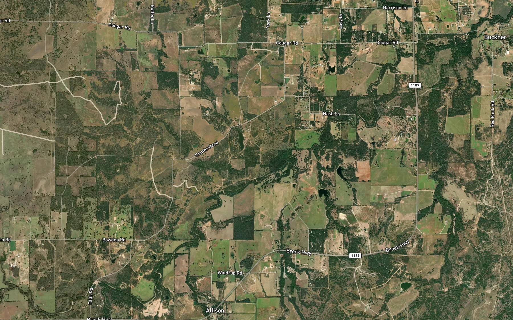 Satellite map of the Moccasin Branch