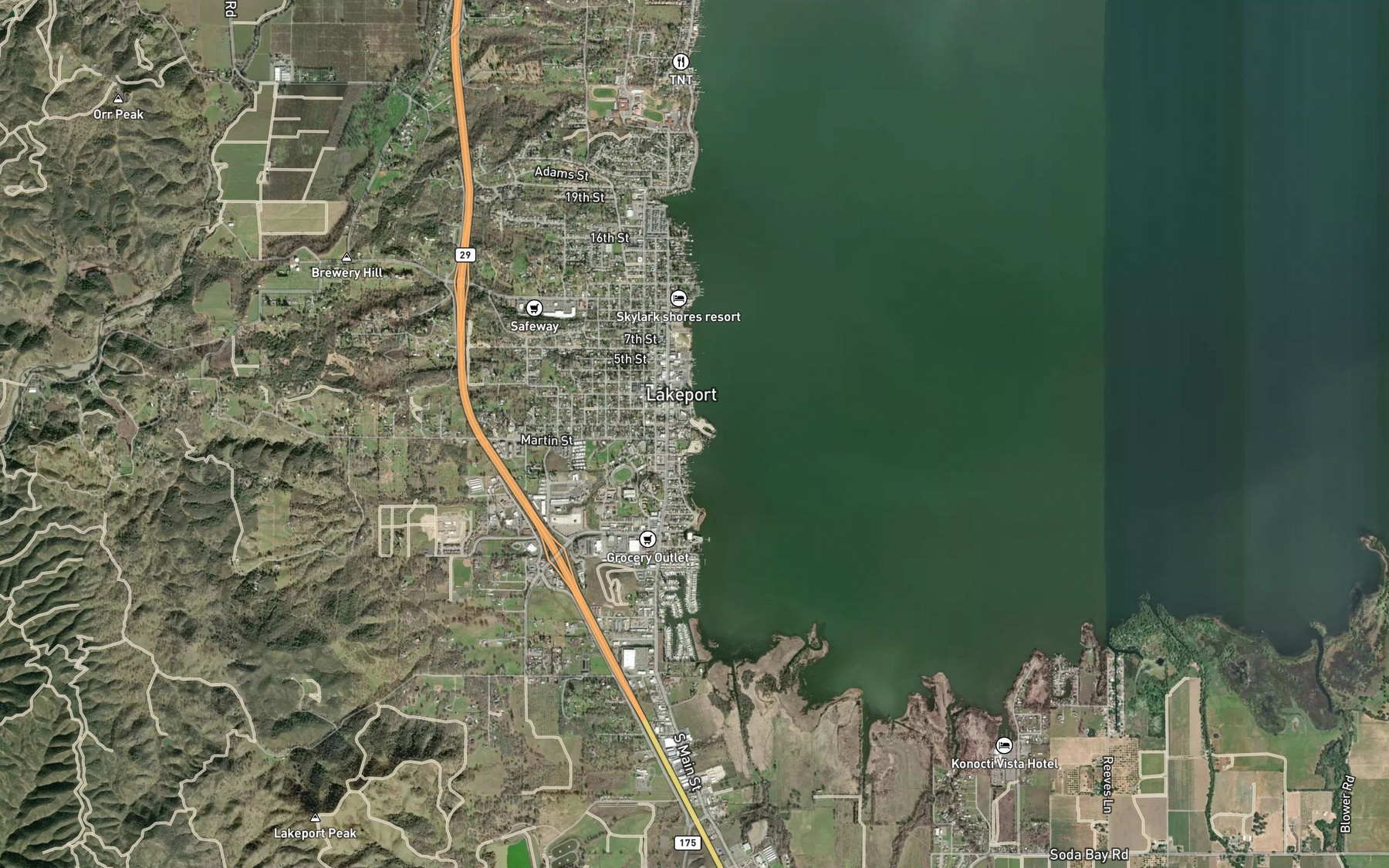 Satellite map of the Forbes Creek