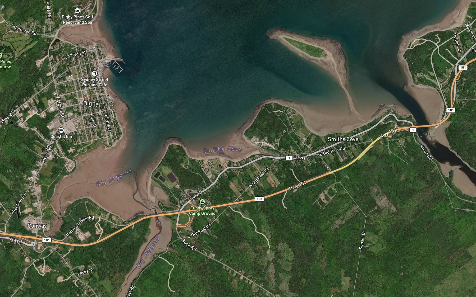 Satellite map of the Smiths Cove