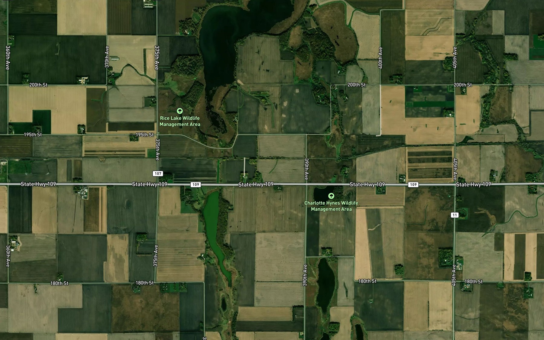 Satellite map of the Judicial Ditch Number Ten