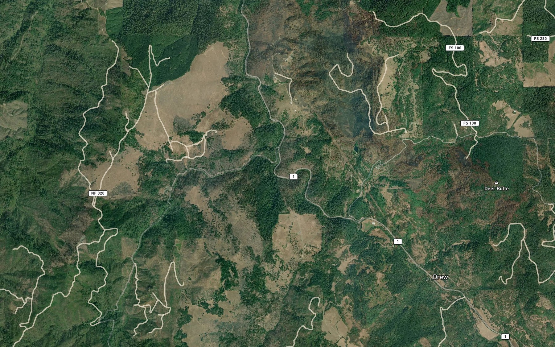Satellite map of the Callahan Creek