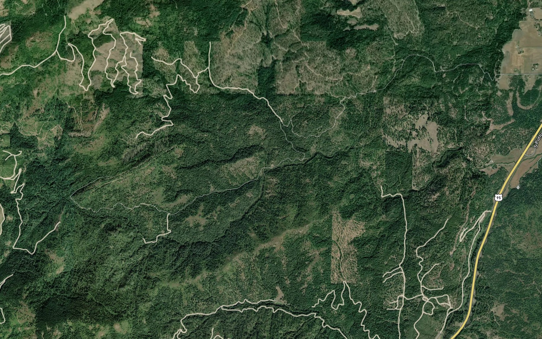 Satellite map of the Cabin Creek